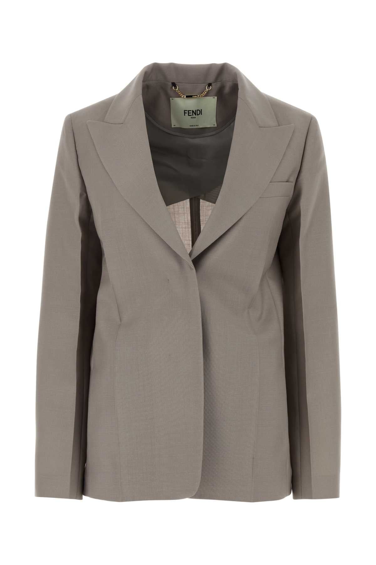 Fendi Women Dove Grey Mohair Blend Blazer