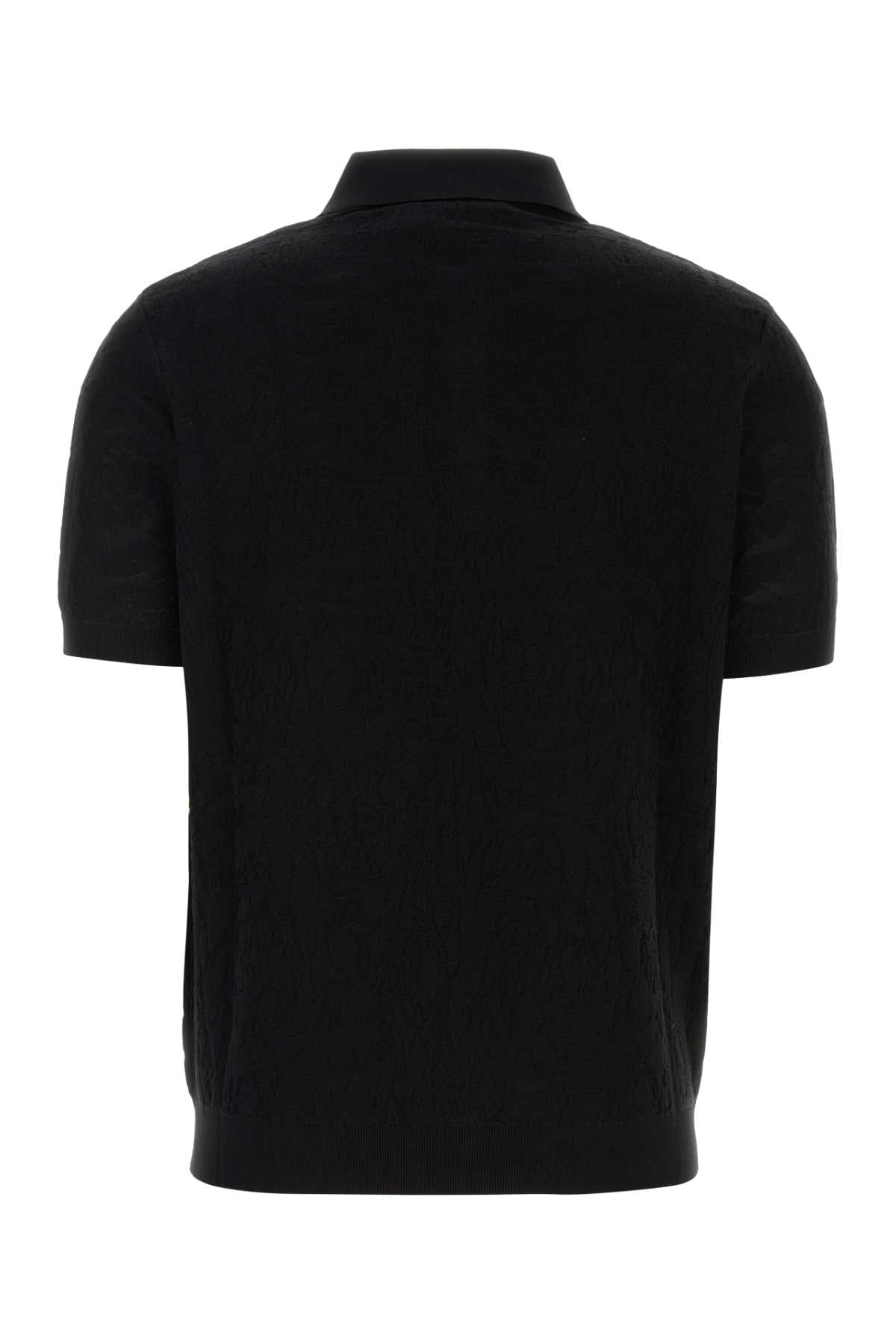 Versace Men Black Silk Blend Polo Shirt
