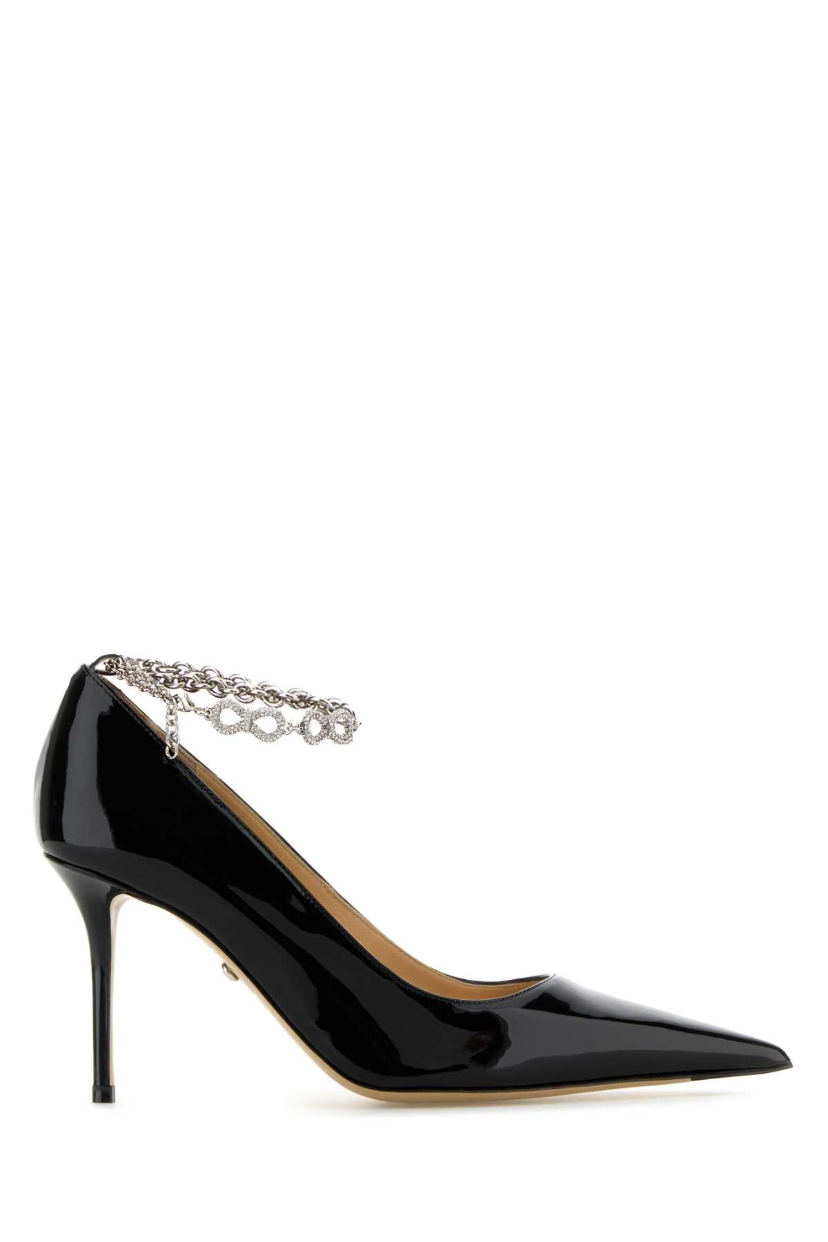 Mach&Mach Women Black Leather Bow Chain Pumps