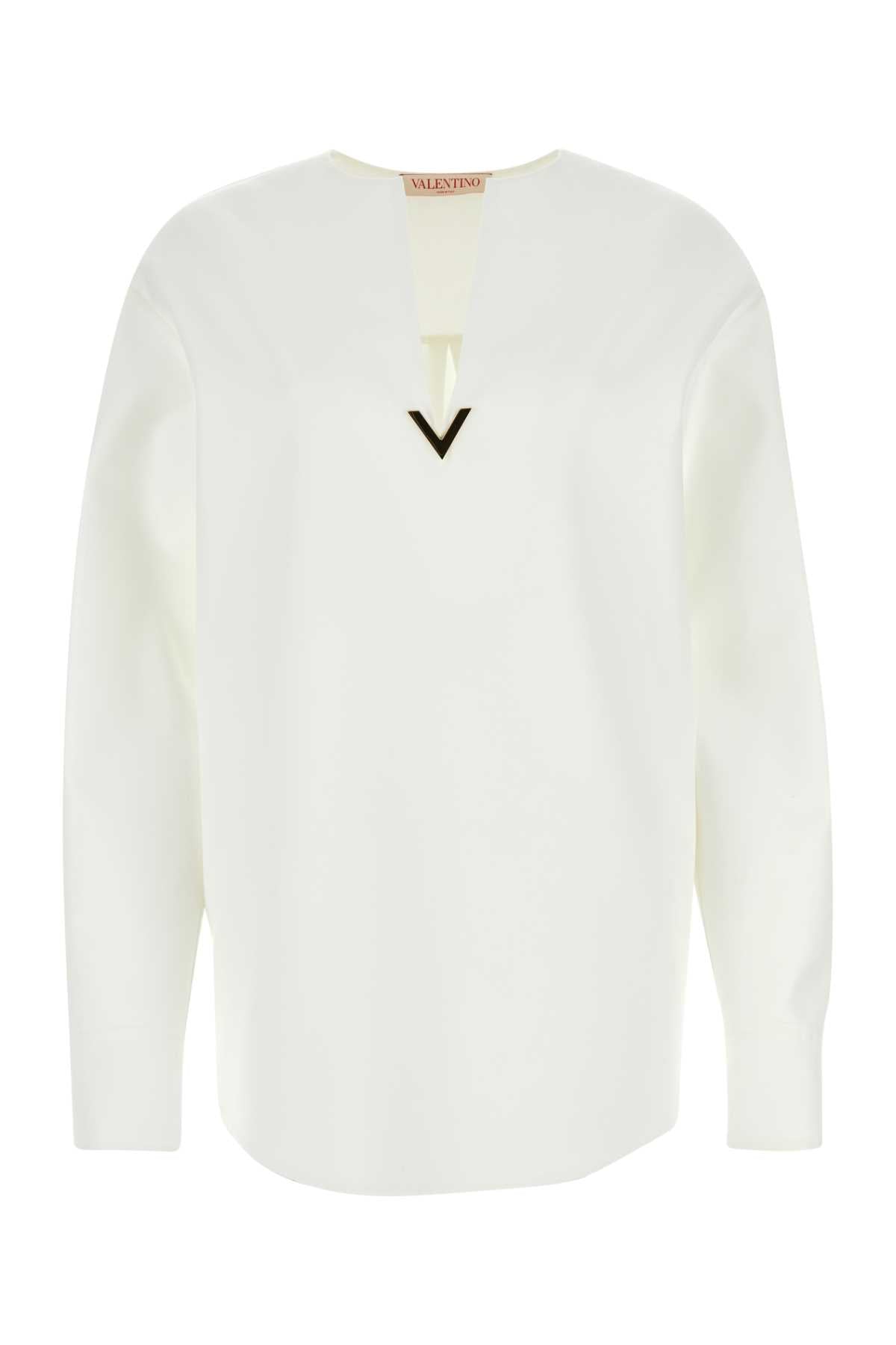 Valentino Garavani Women White Cotton Blend Blouse