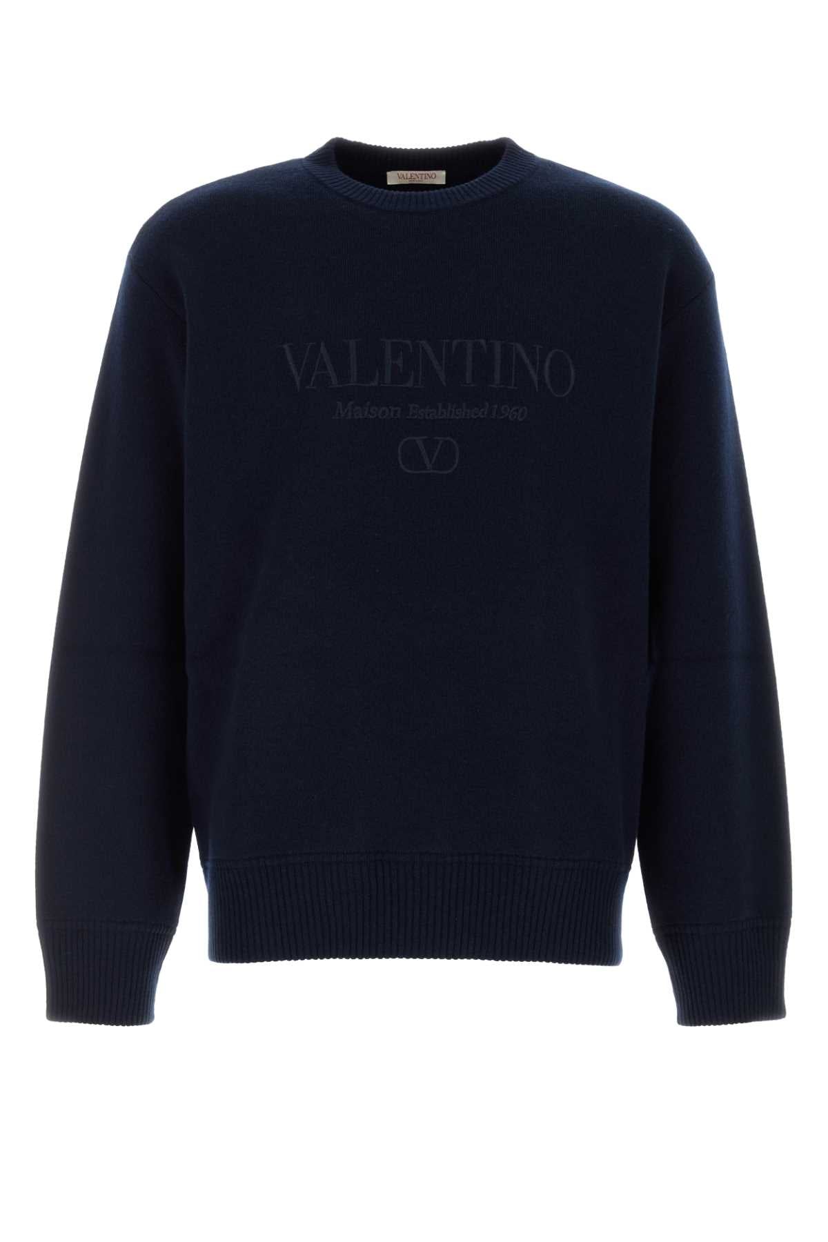 Valentino Garavani Men Dark Blue Wool Sweater
