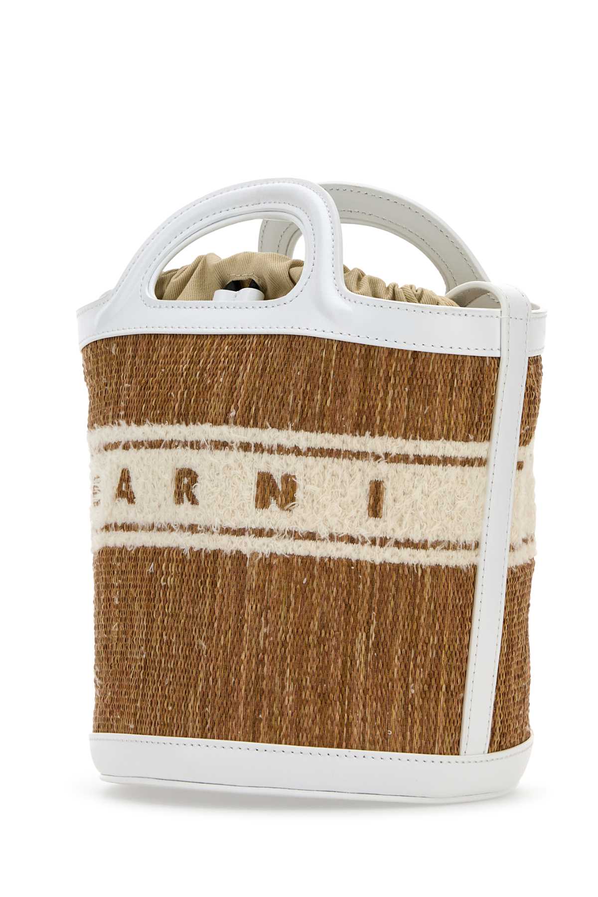 Marni Women Two-Tone Raffia And Leather Tropicalia Bucket Bag