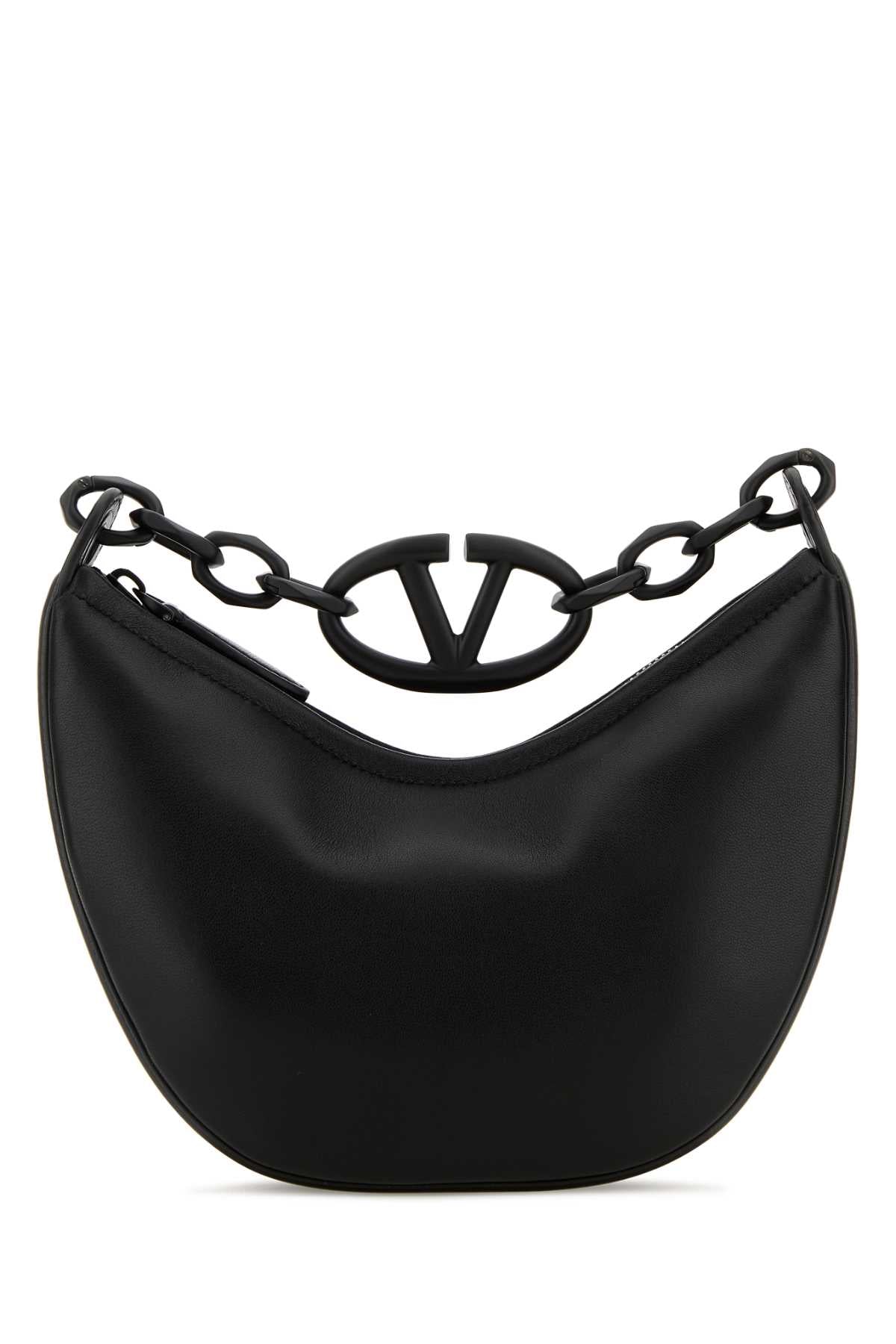 Valentino Garavani Women Black Leather Hobo Vlogo Moon Handbag