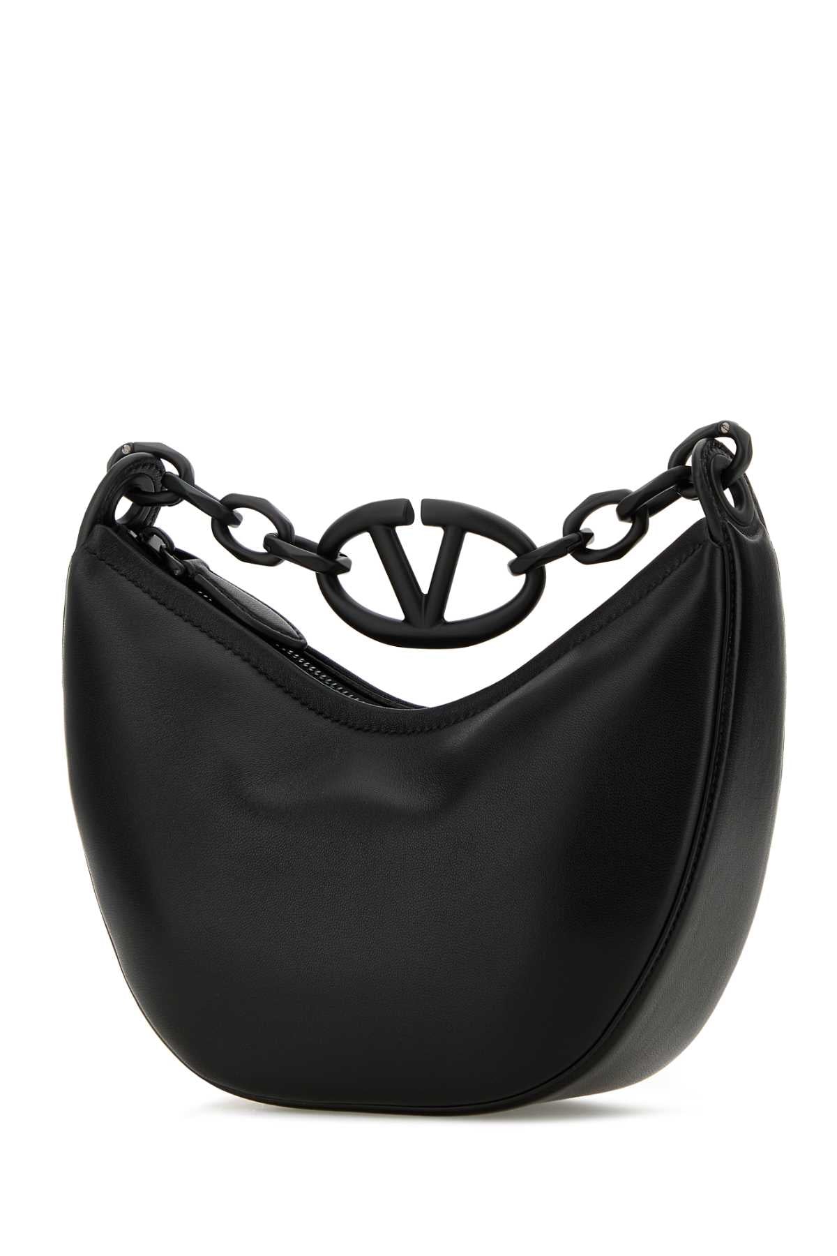Valentino Garavani Women Black Leather Hobo Vlogo Moon Handbag