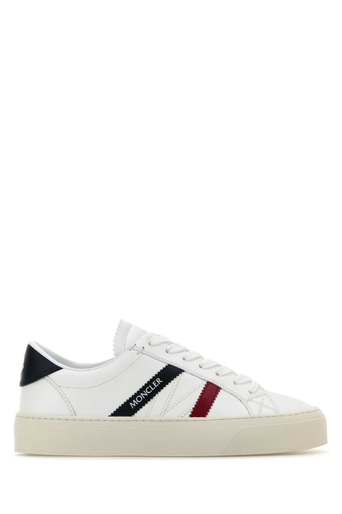 Moncler Women White Leather Monaco 2 Sneakers