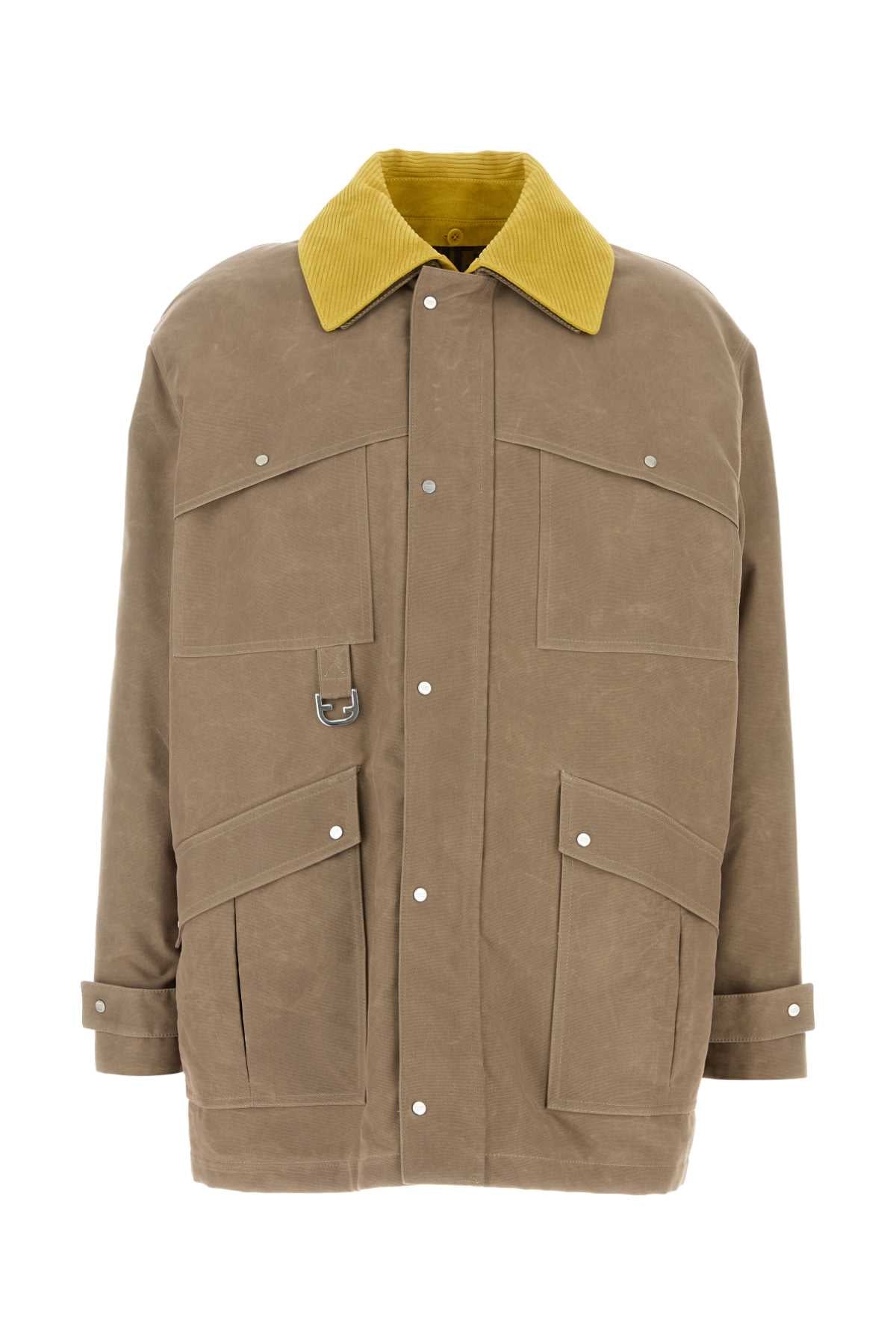 Fendi Men Cappuccino Canvas Coat