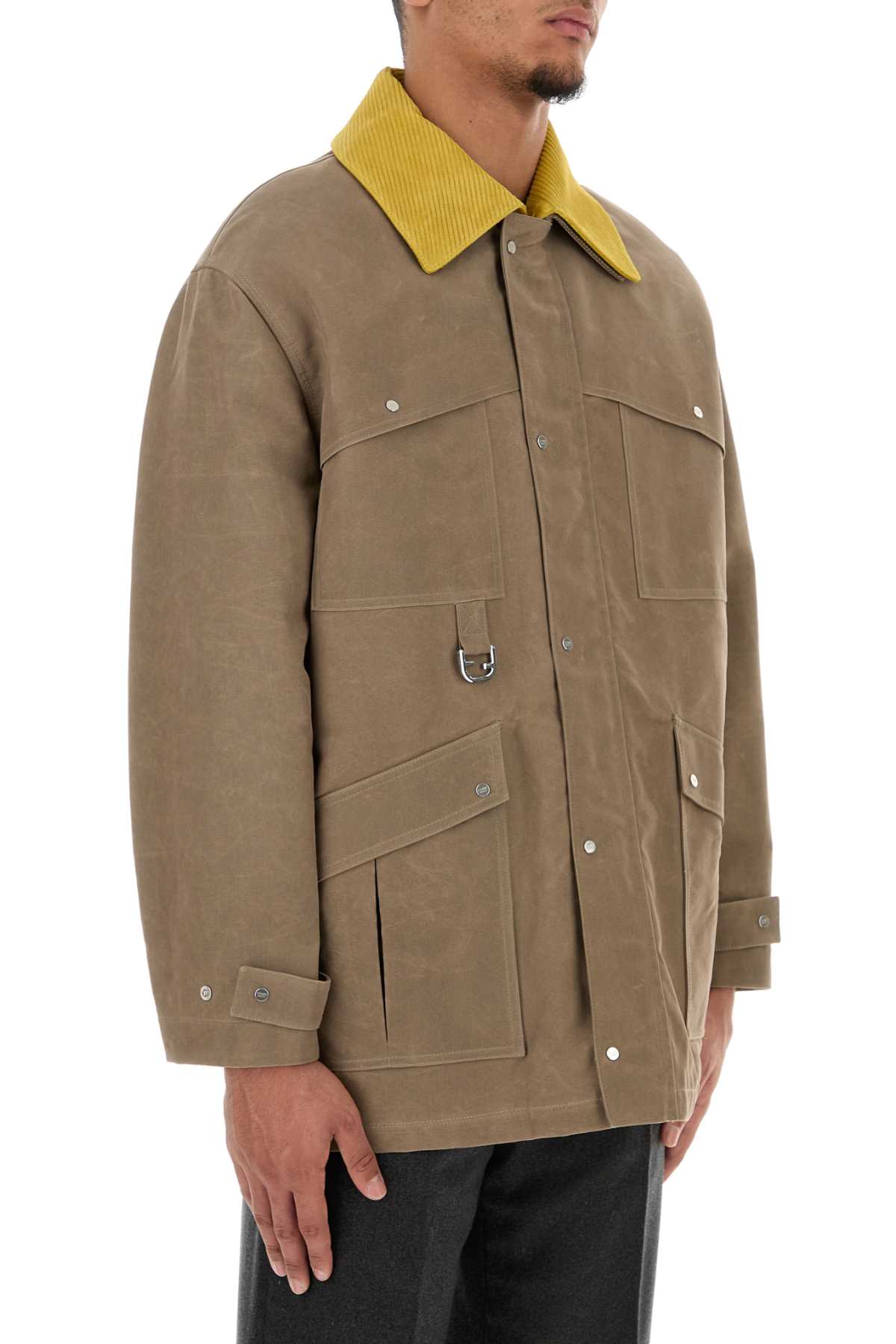 Fendi Men Cappuccino Canvas Coat