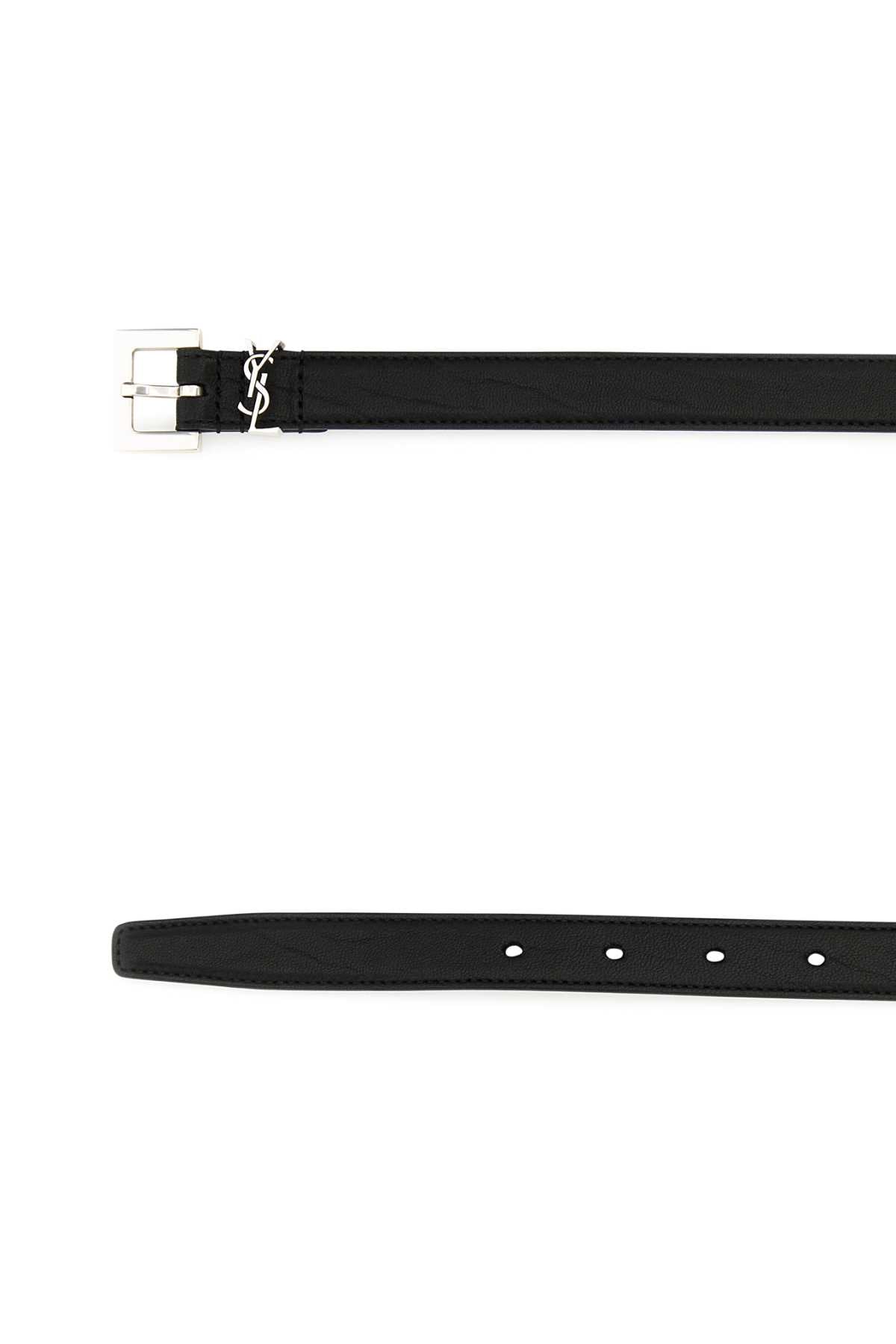 Saint Laurent Men Black Leather Belt
