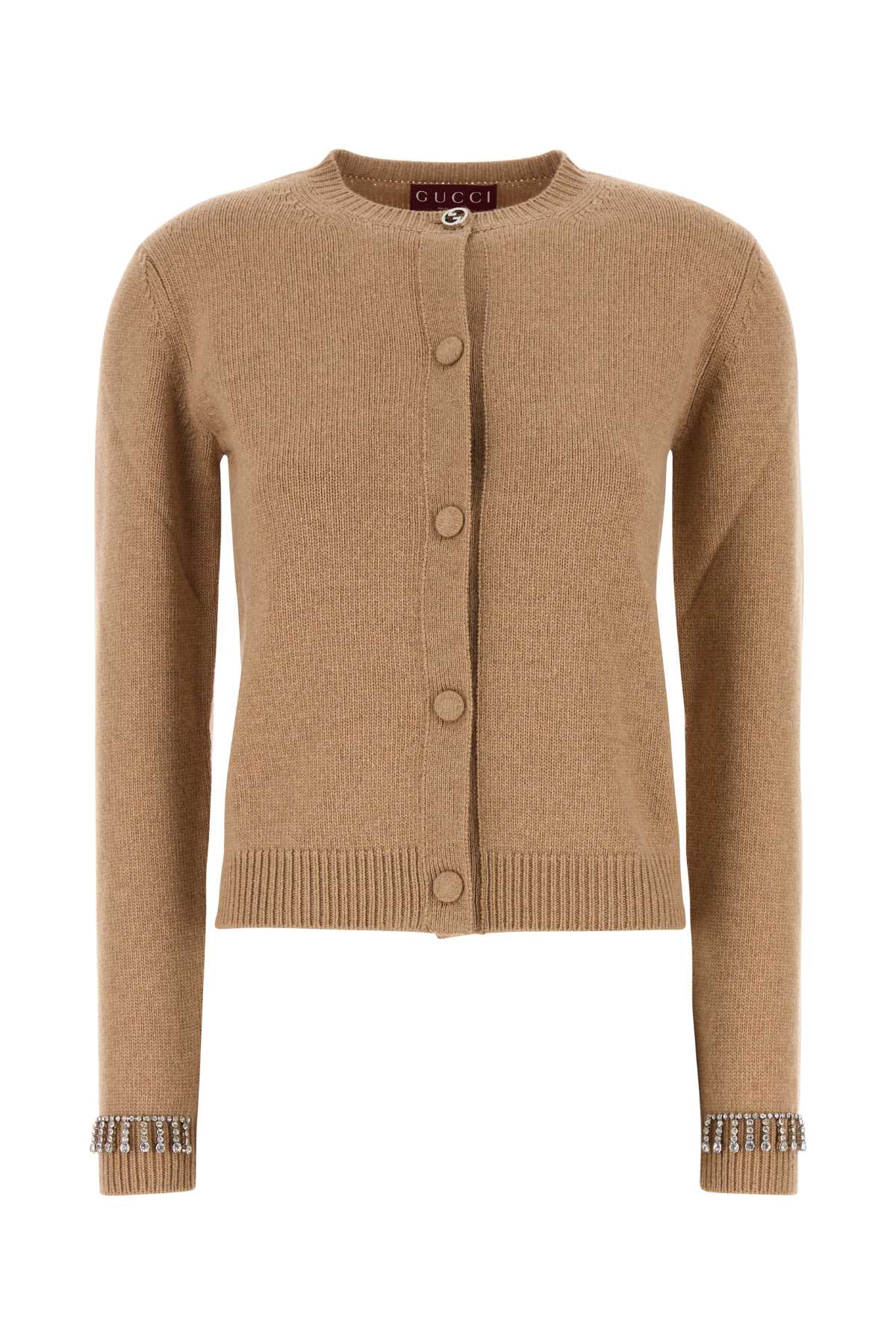 Gucci Women Camel Wool Blend Cardigan