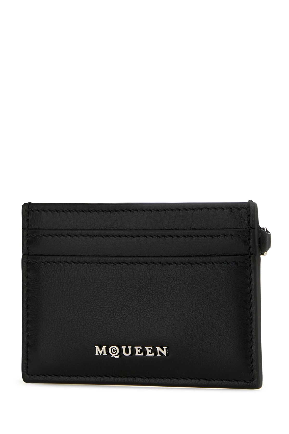 Alexander Mcqueen Women Black Leather Sling Card Holder