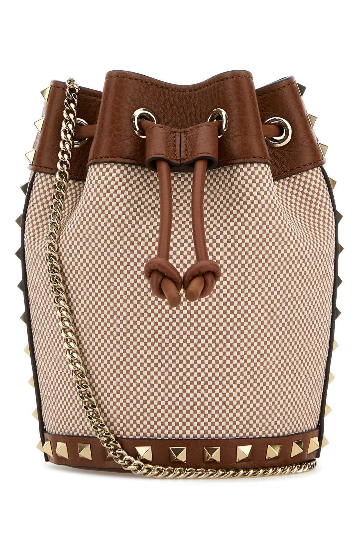 Valentino Garavani Women Two-Tone Canvas Rockstud Bucket Bag
