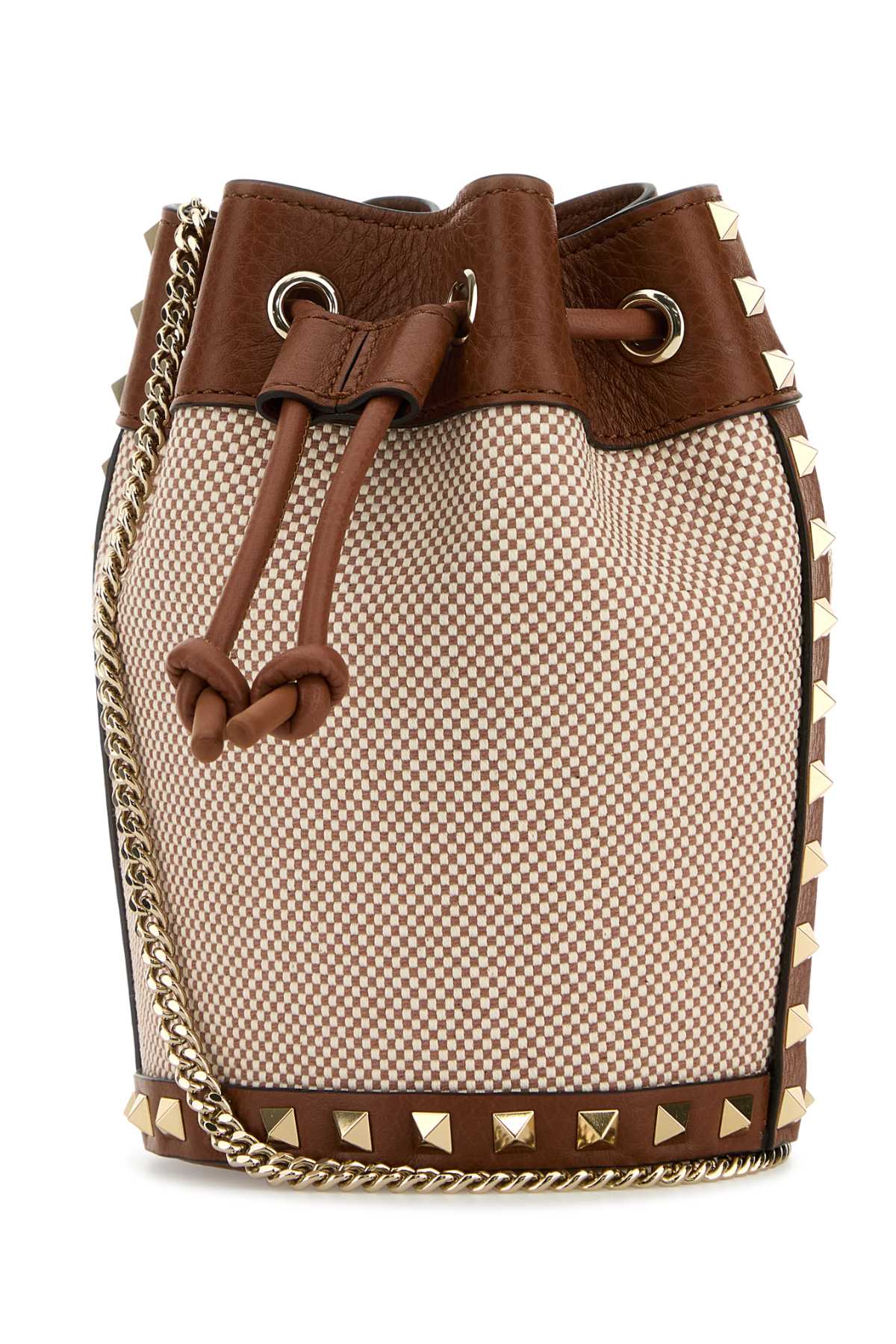 Valentino Garavani Women Two-Tone Canvas Rockstud Bucket Bag