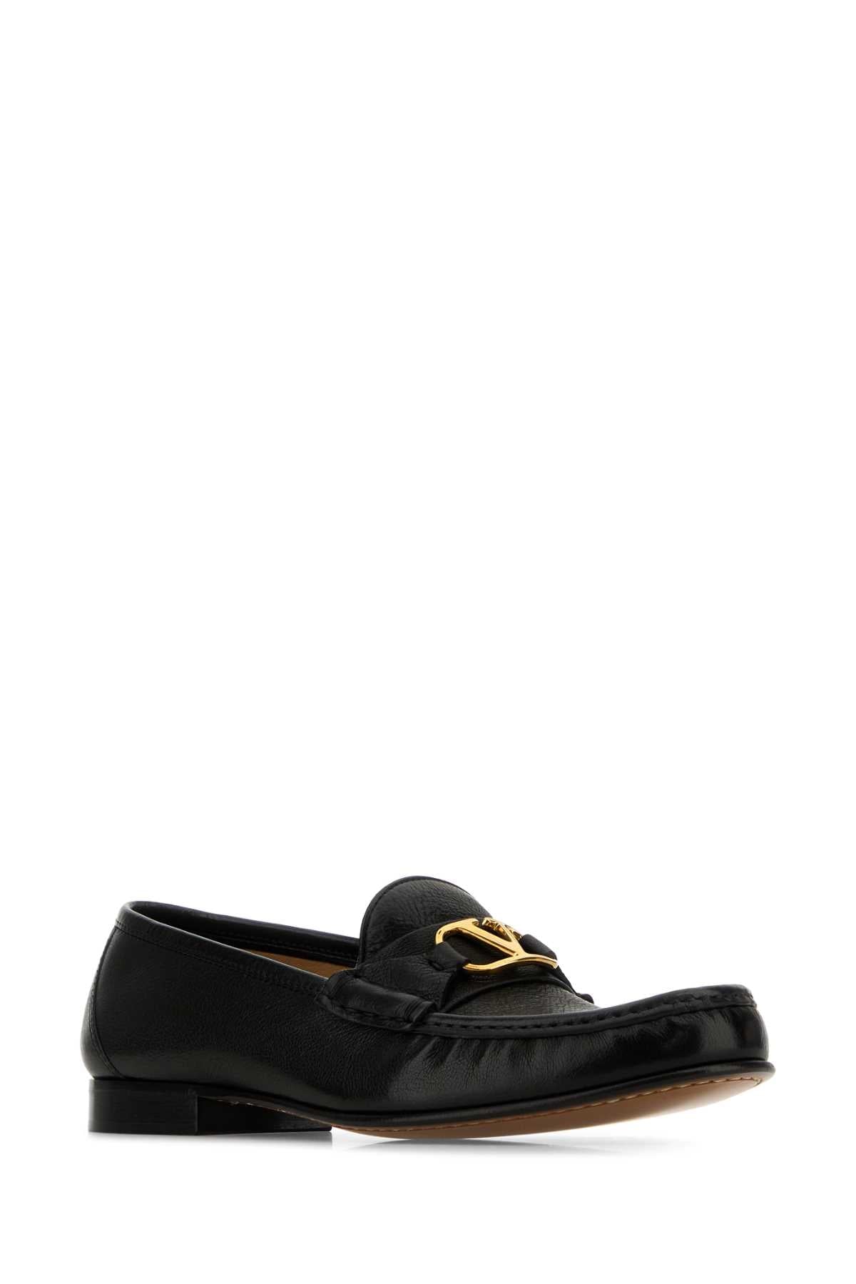 Valentino Garavani Women Black Leather Vlogo Loafers