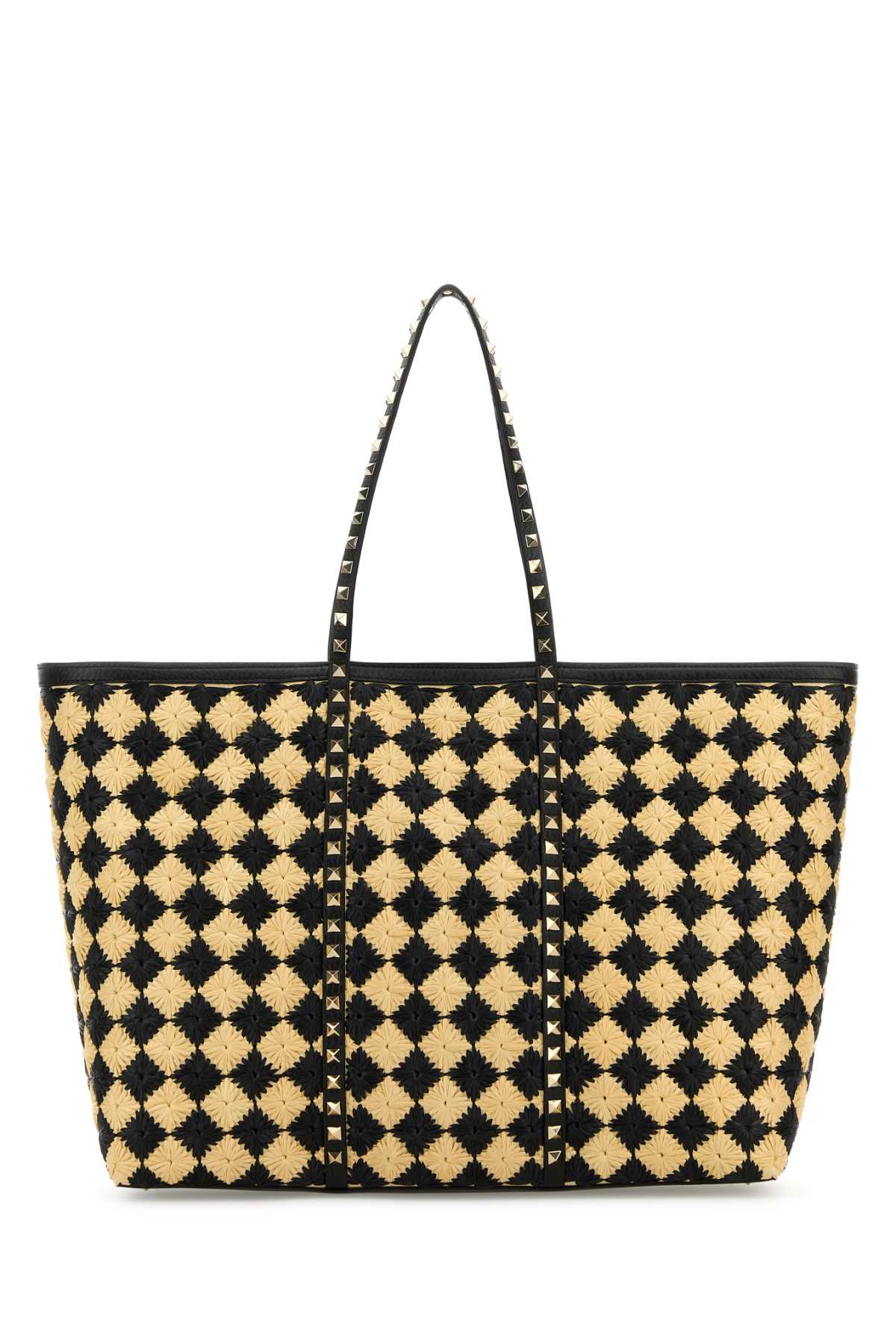 Valentino Garavani Women Embroidered Raffia Rockstud Shopping Bag