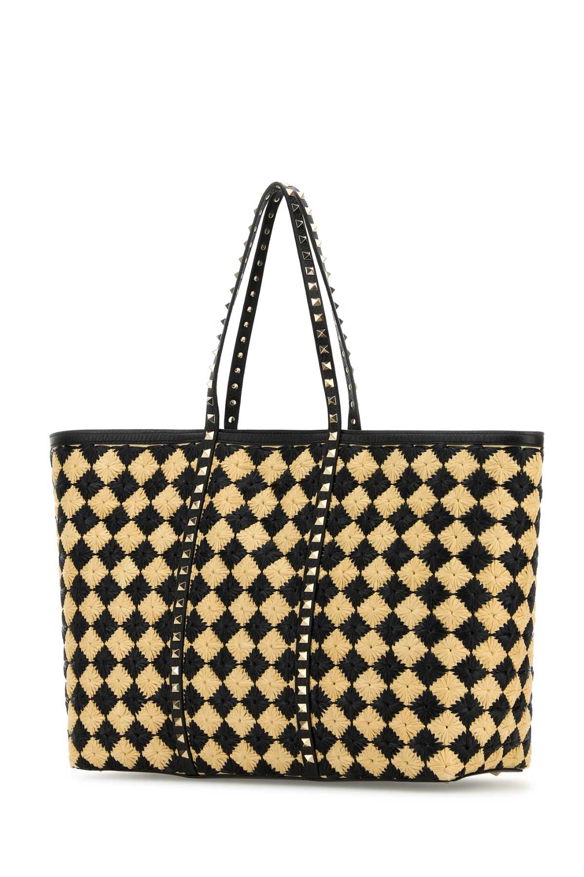Valentino Garavani Women Embroidered Raffia Rockstud Shopping Bag