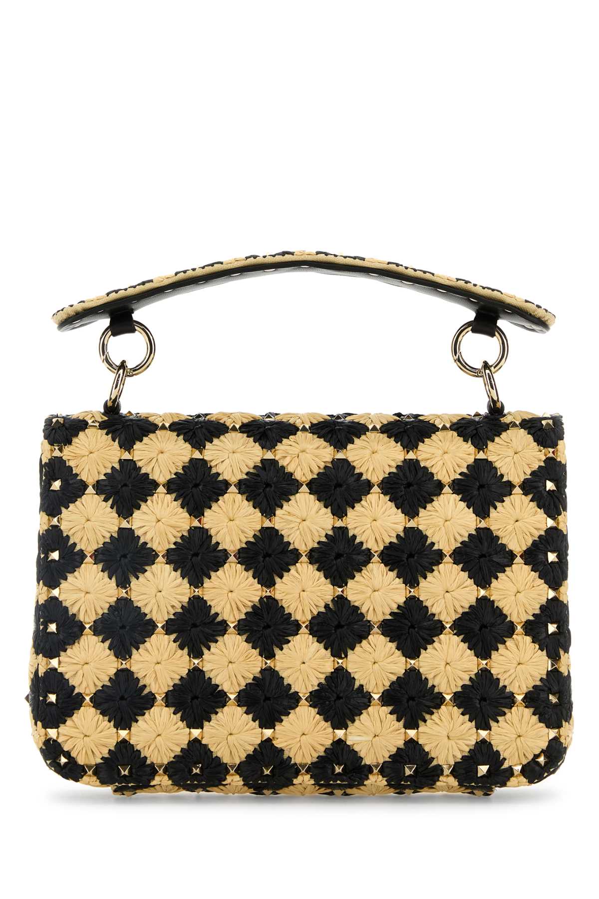 Valentino Garavani Women Two-Tone Raffia Medium Rockstud Spike Handbag