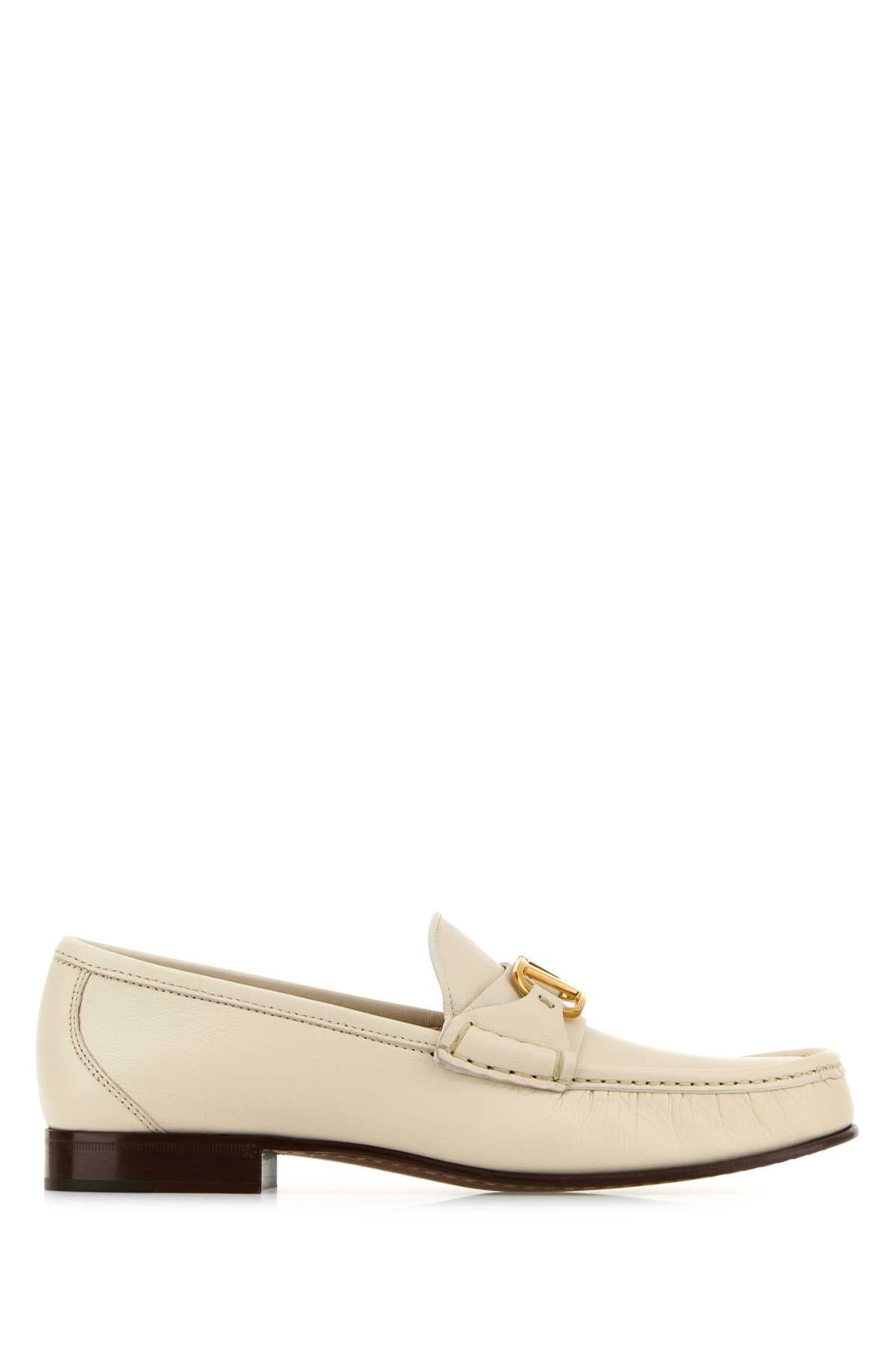 Valentino Garavani Women Ivory Leather Vlogo Loafers