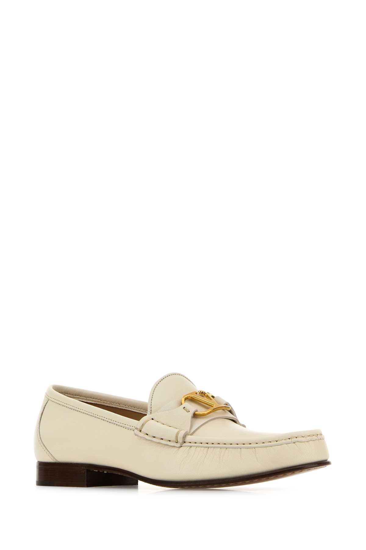 Valentino Garavani Women Ivory Leather Vlogo Loafers