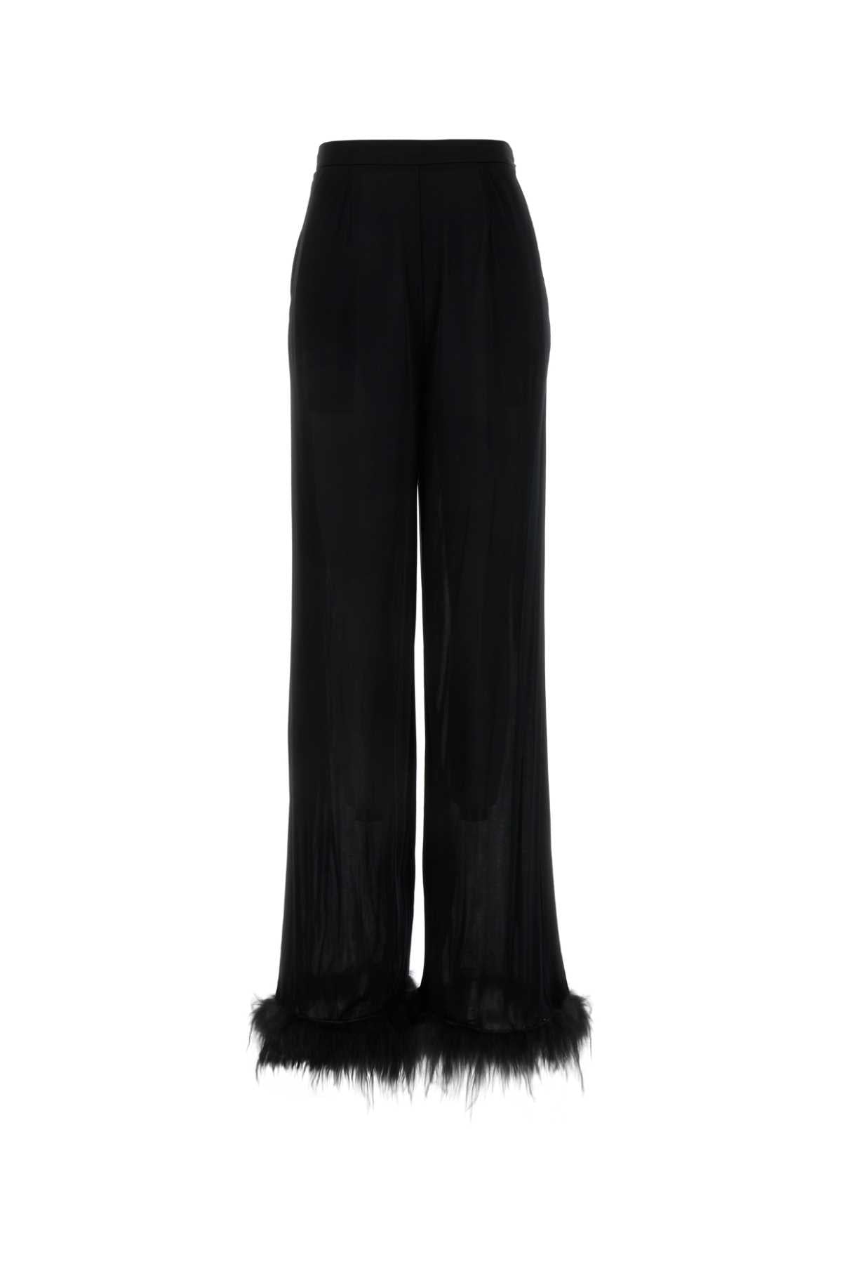 Prada Women Black Satin Wide-Leg Pant