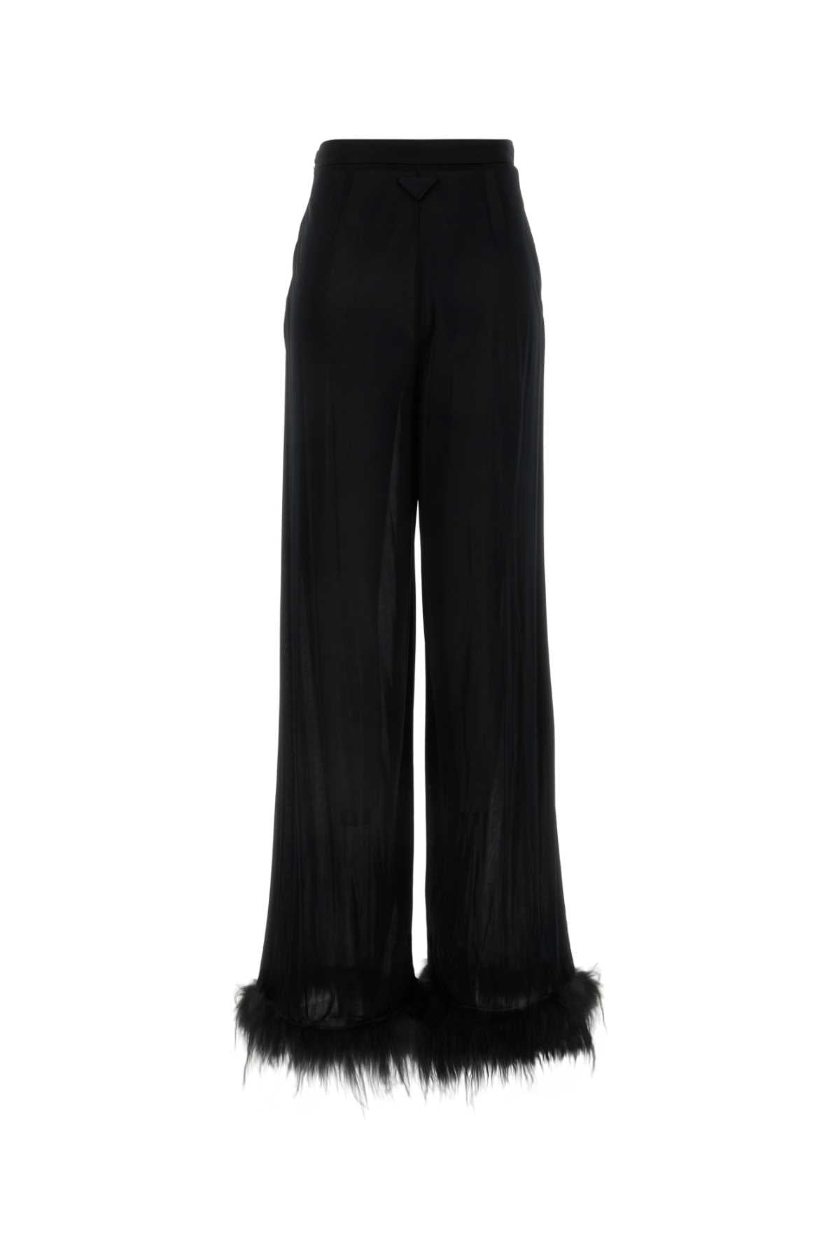 Prada Women Black Satin Wide-Leg Pant