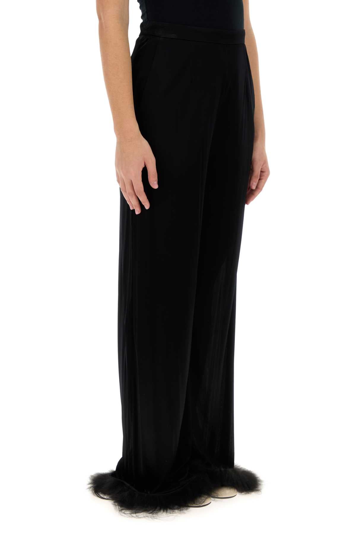 Prada Women Black Satin Wide-Leg Pant
