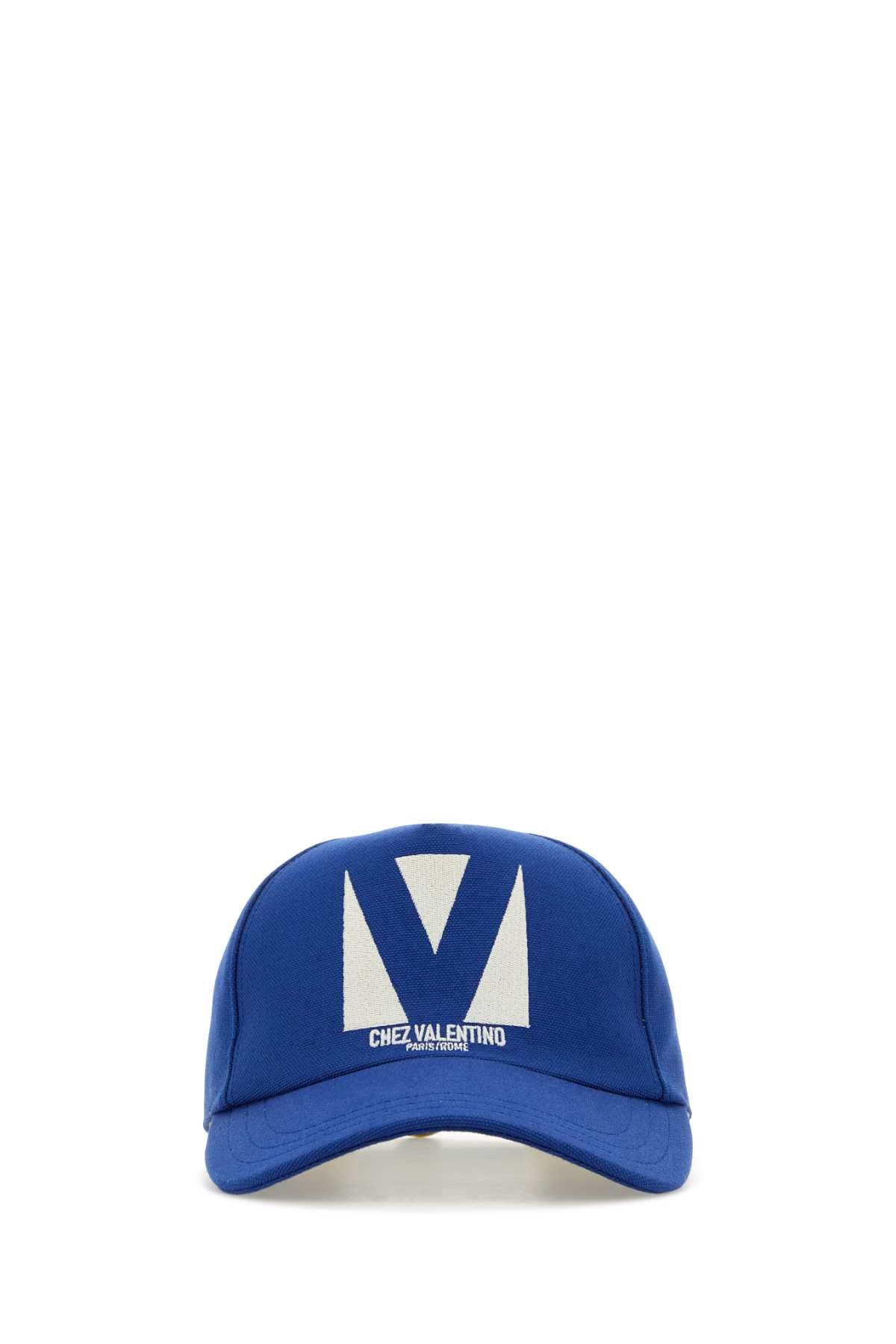 Valentino Garavani Men Electric Blue Cotton Baseball Cap
