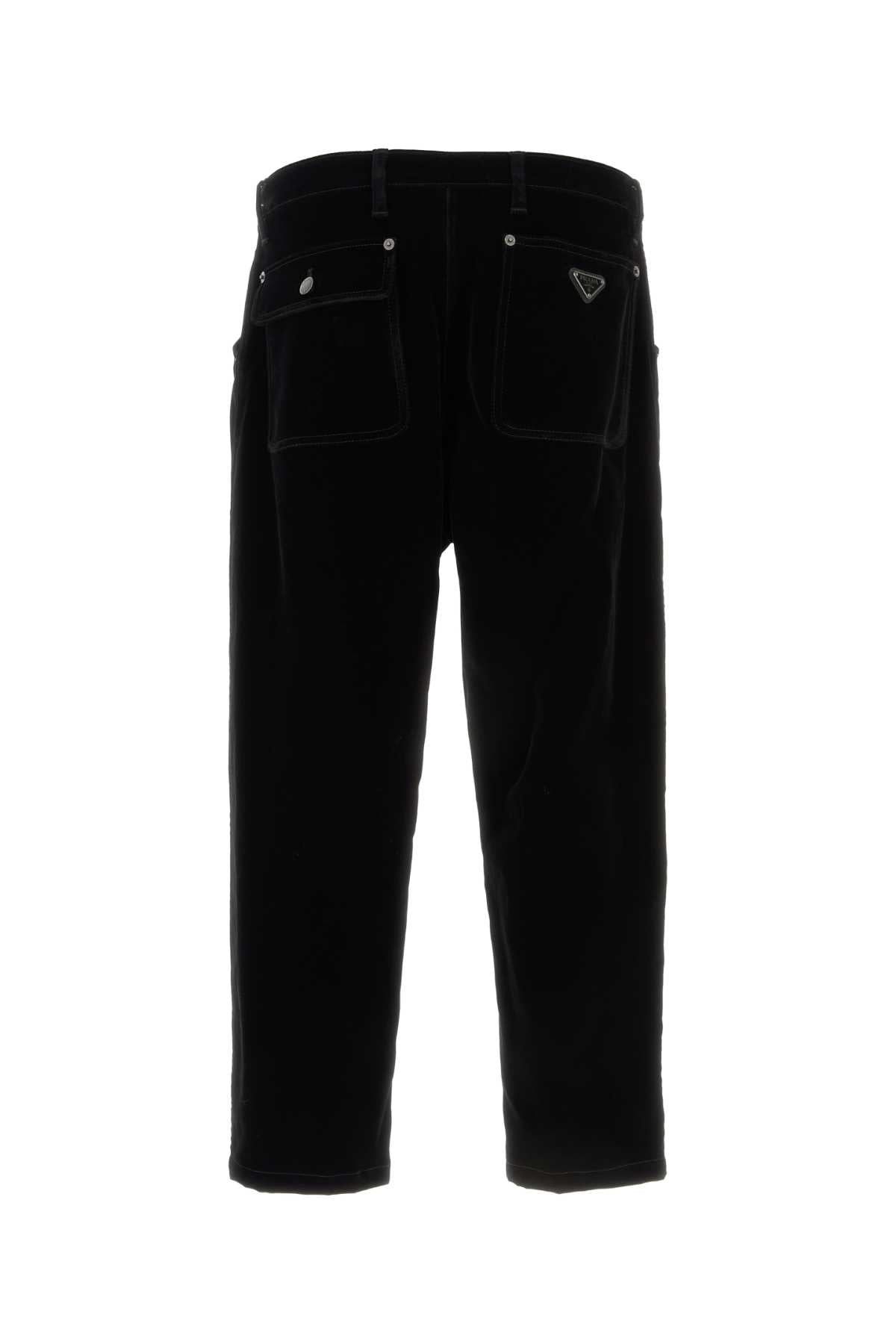Prada Men Black Velvet Denim Pant