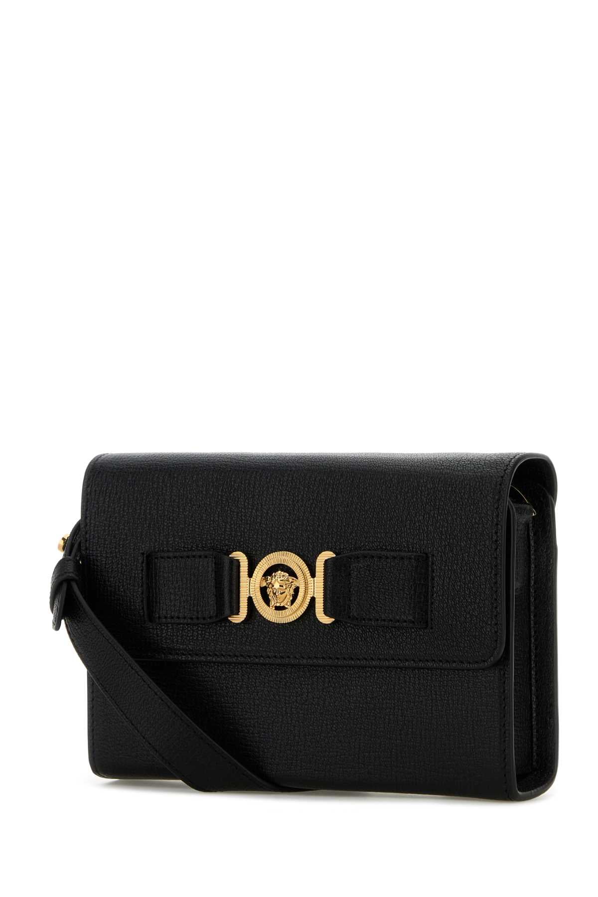 Versace Men Black Leather Medusa Biggie Crossbody Bag