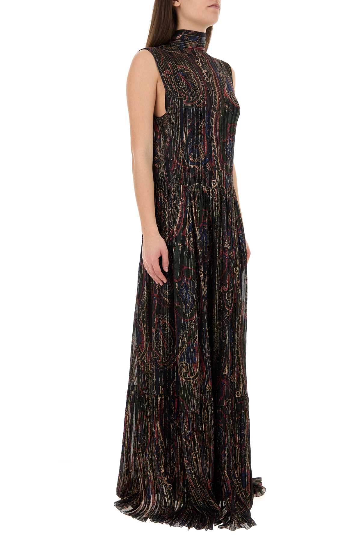 Saint Laurent Women Printed Silk Blend Long Dress