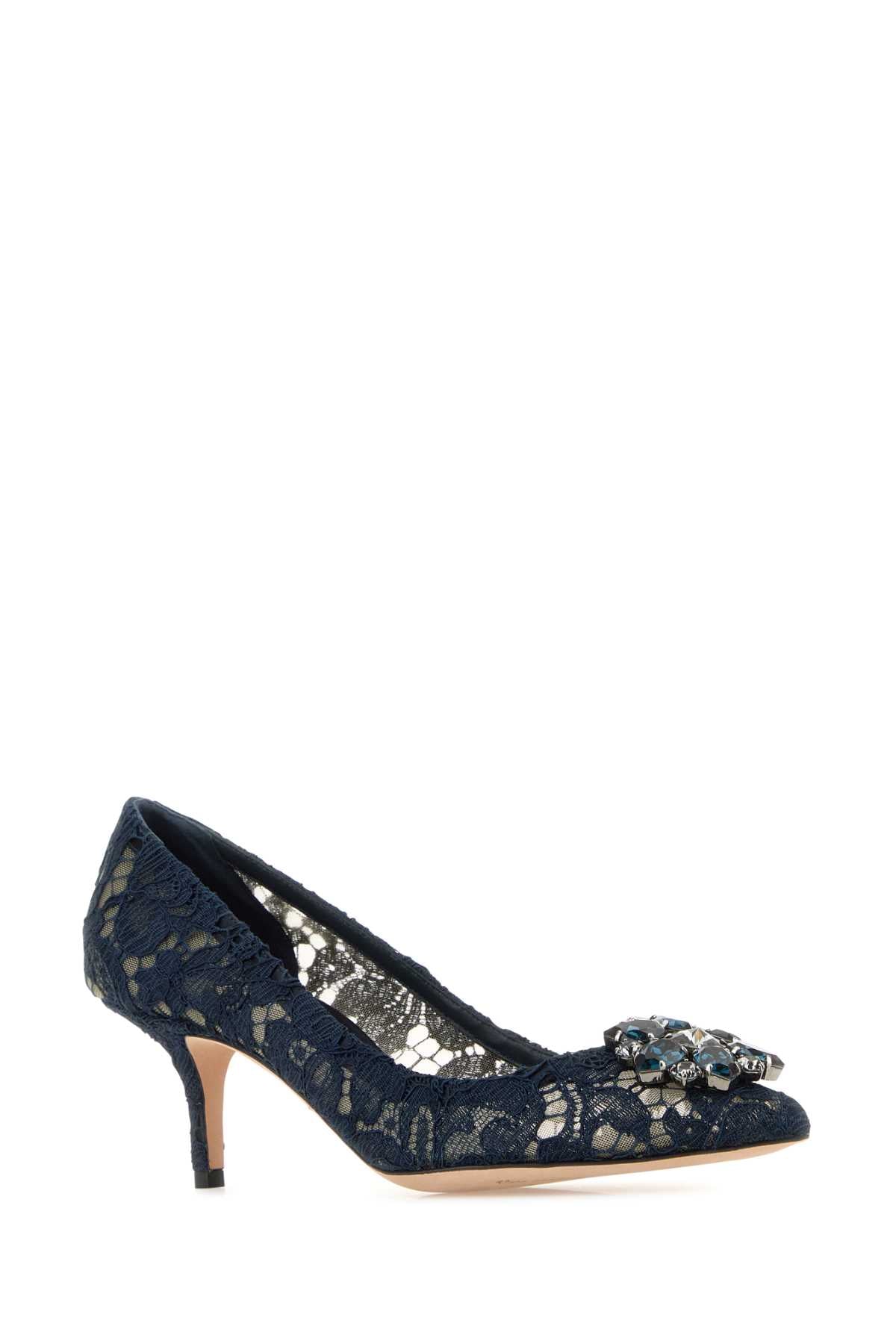 Dolce & Gabbana Women Midnight Blue Lace Pumps