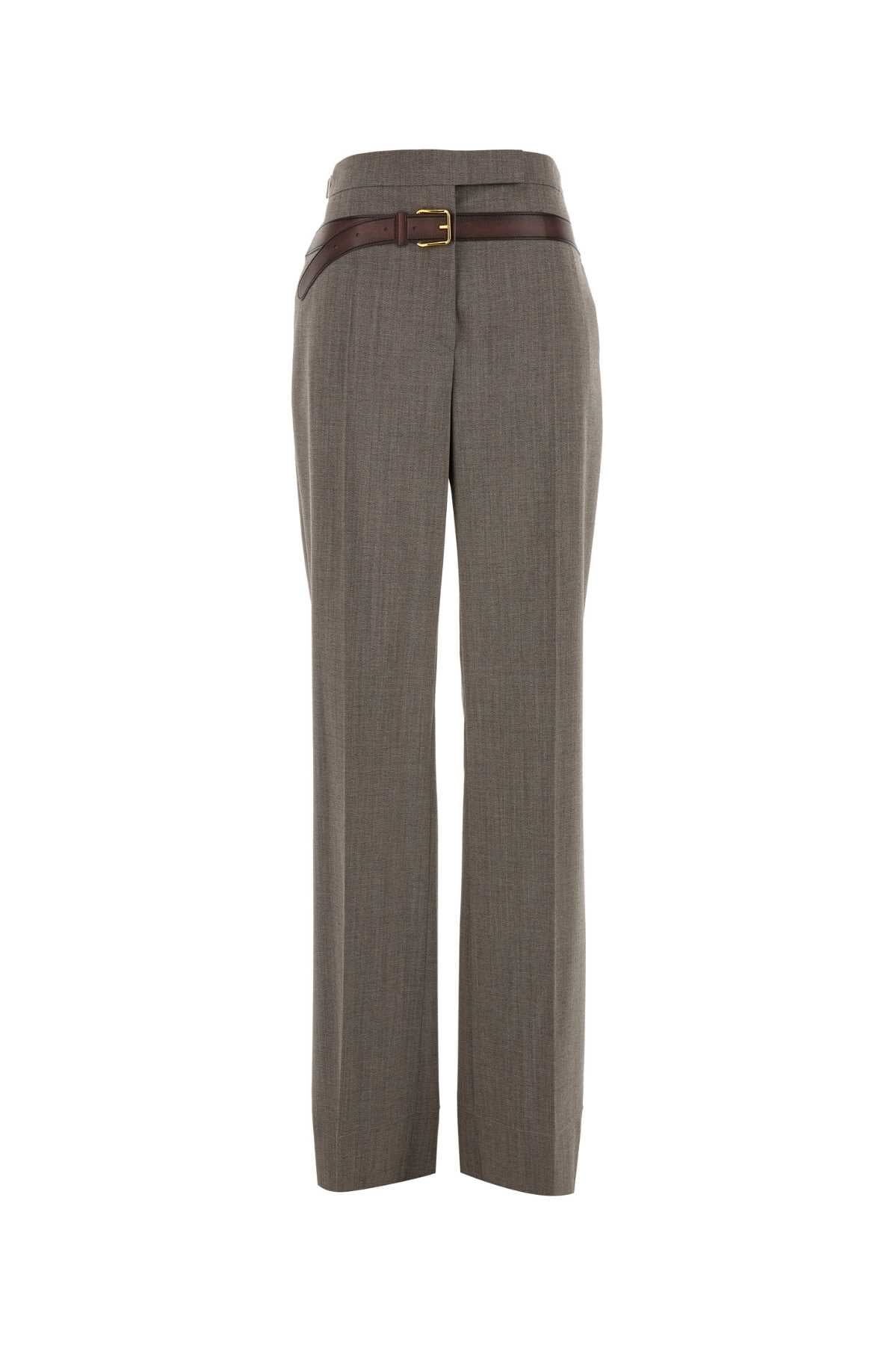 Prada Women Melange Cappuccino Tech Wool Pant