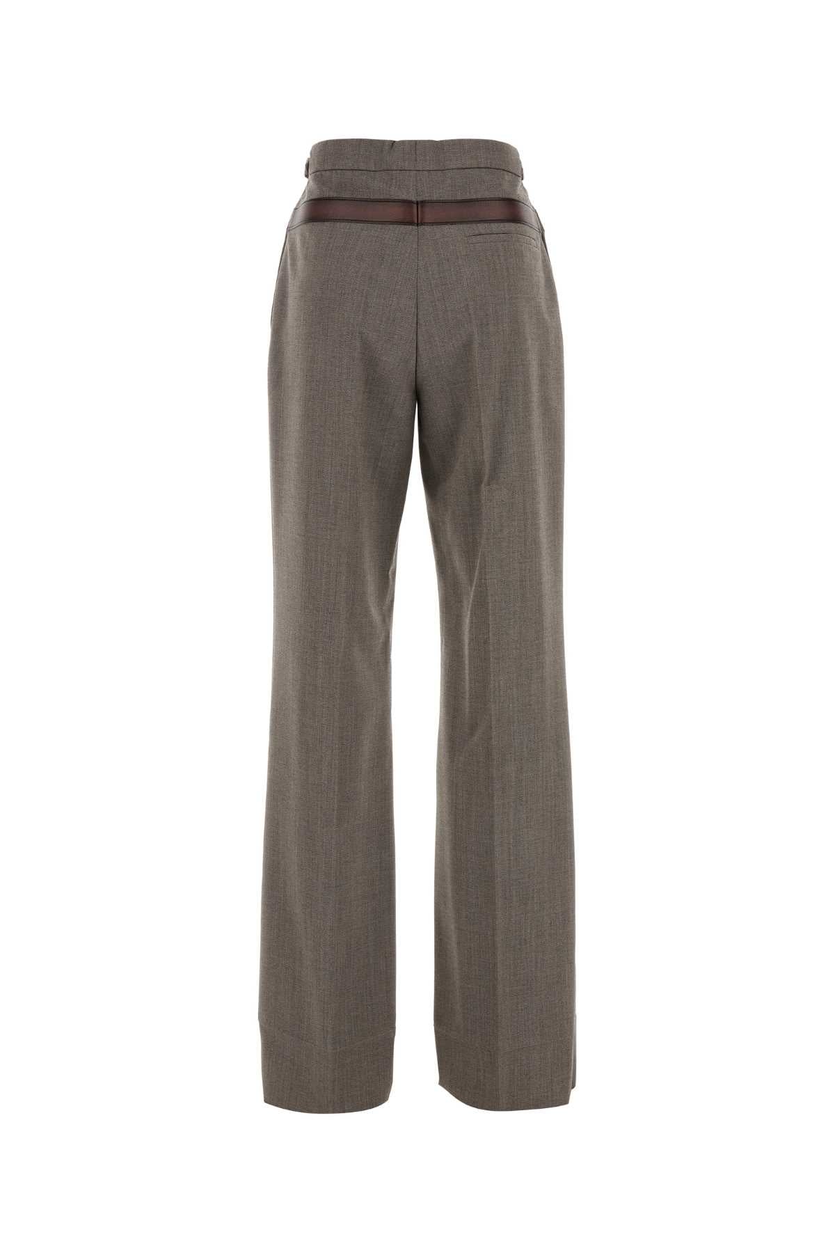 Prada Women Melange Cappuccino Tech Wool Pant