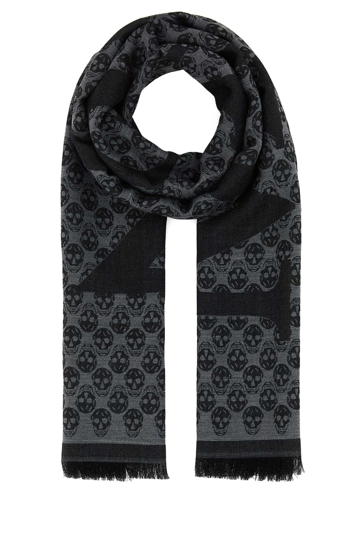 Alexander Mcqueen Men Embroidered Wool Foulard