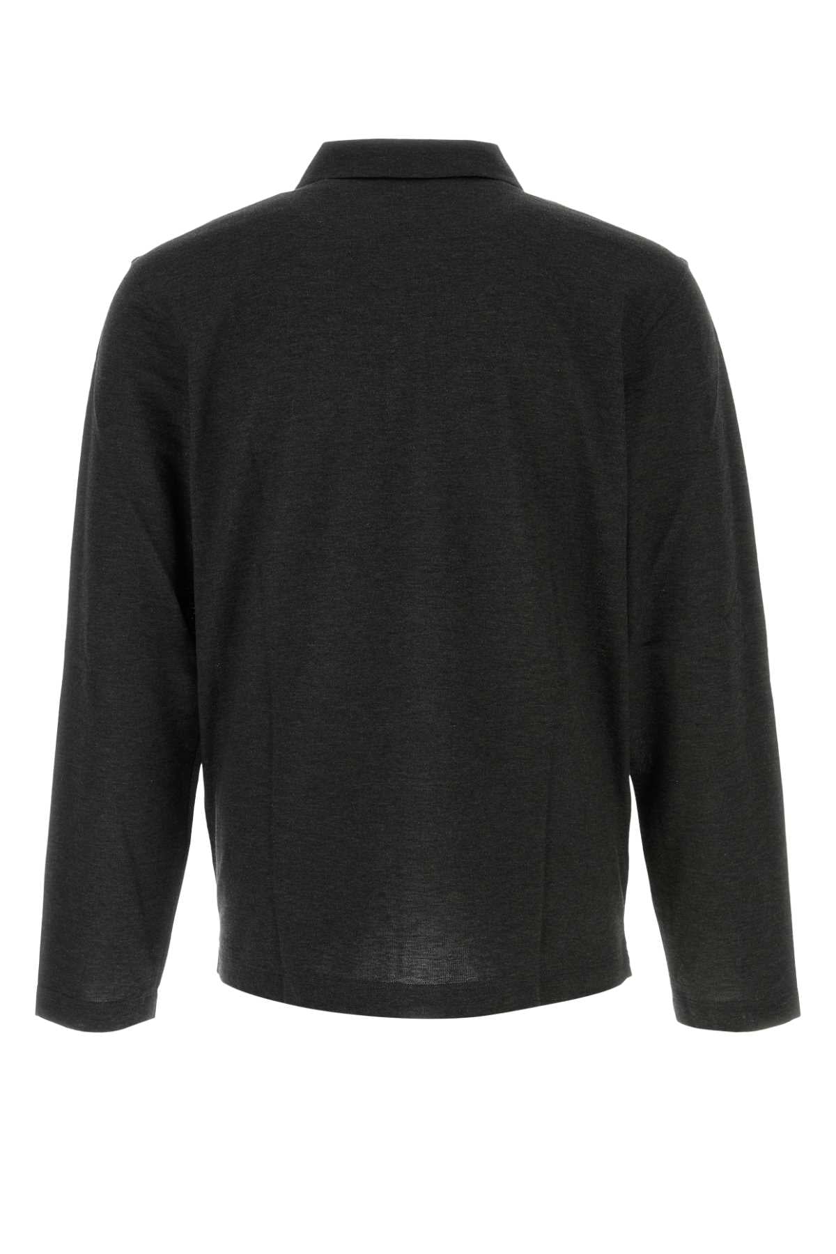 Salvatore Ferragamo Men Graphite Cotton Blend Polo Shirt