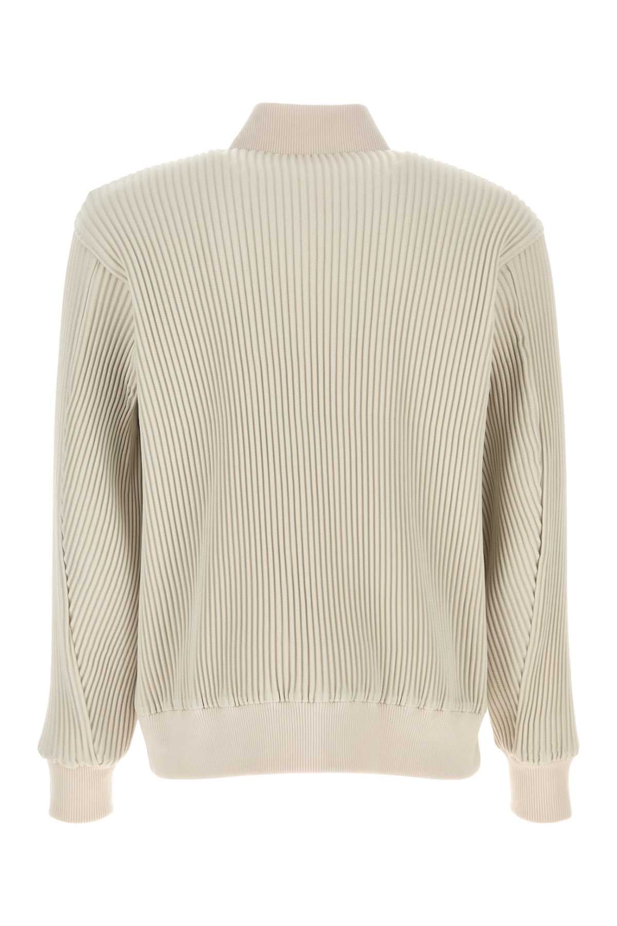 Homme Plisse' Issey Miyake Men Ivory Polyester Bomber Jacket