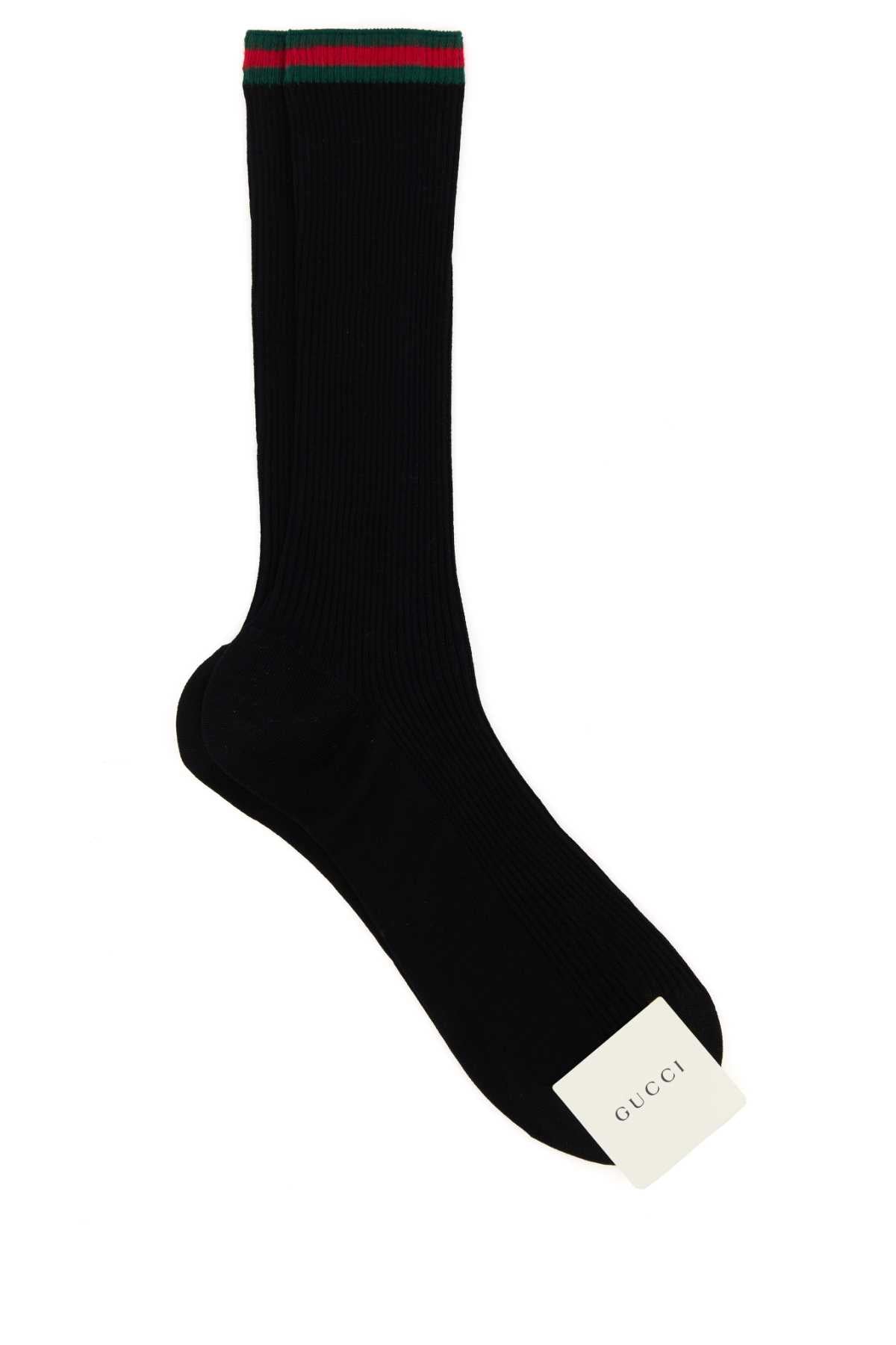 Gucci Men Black Cotton Blend Socks