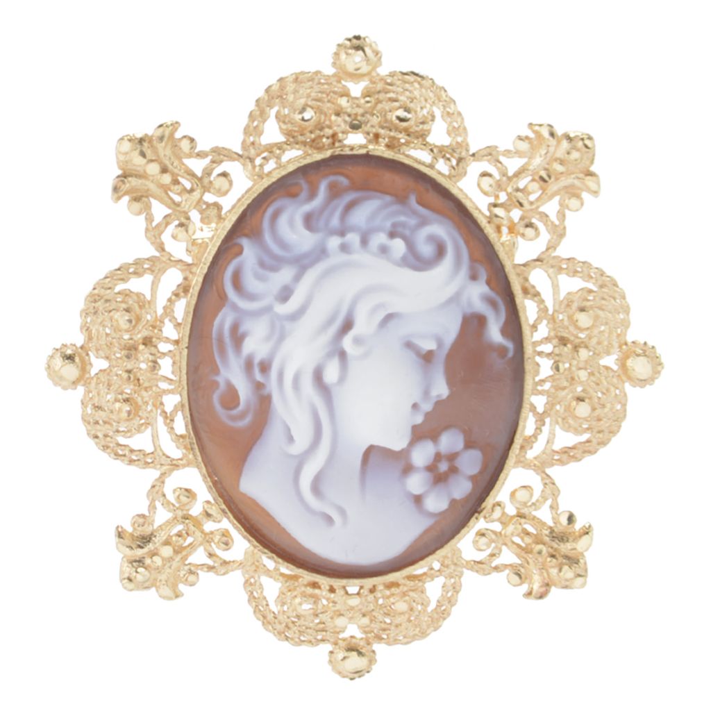 Cameo Italiano "Anne" Shell Cameo Vintage-Style Pendant/Brooch by Steals