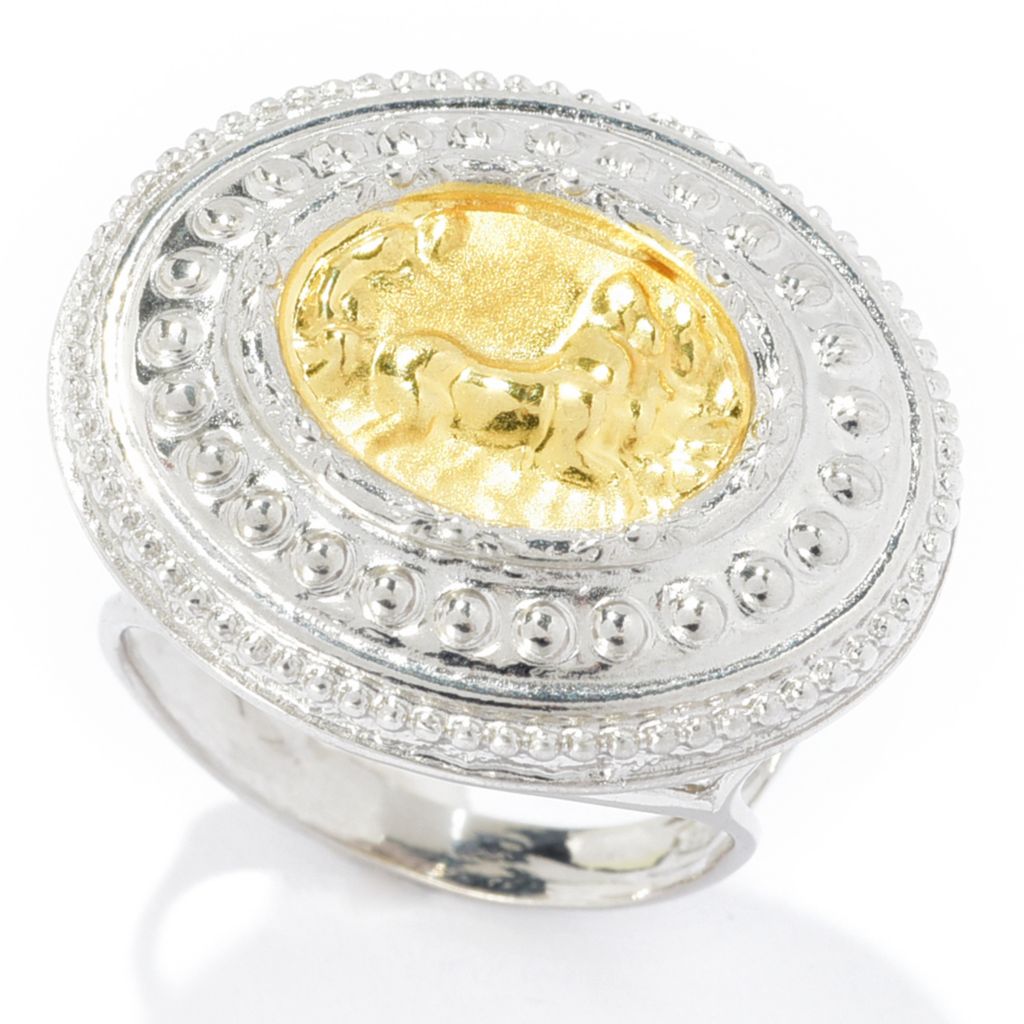 Tagliamonte Two-tone Gold Plated Sterling Silver Chariot Cameo Ring by Steals