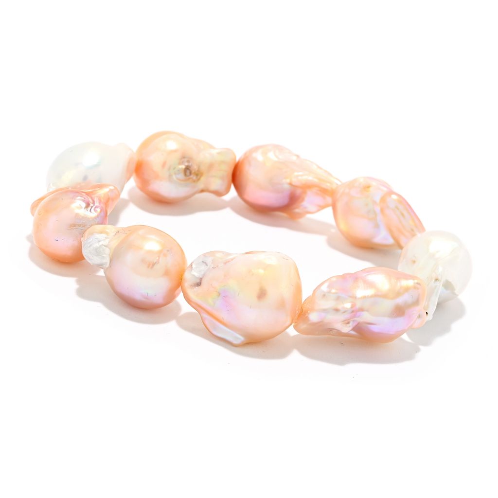 Imperial Pearl 13-15mm Baroque Cultured Pearl 8" Stretch Bracelet by Steals