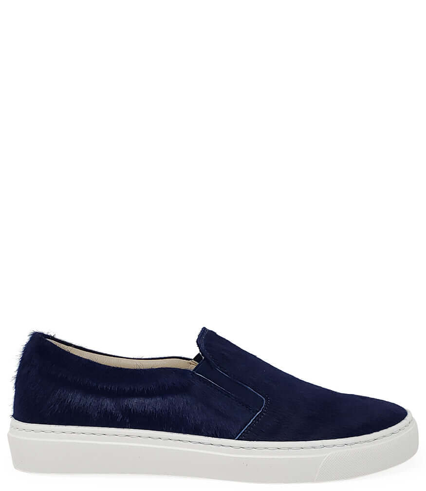 Navy Short Hair Calf Slip On Sneaker