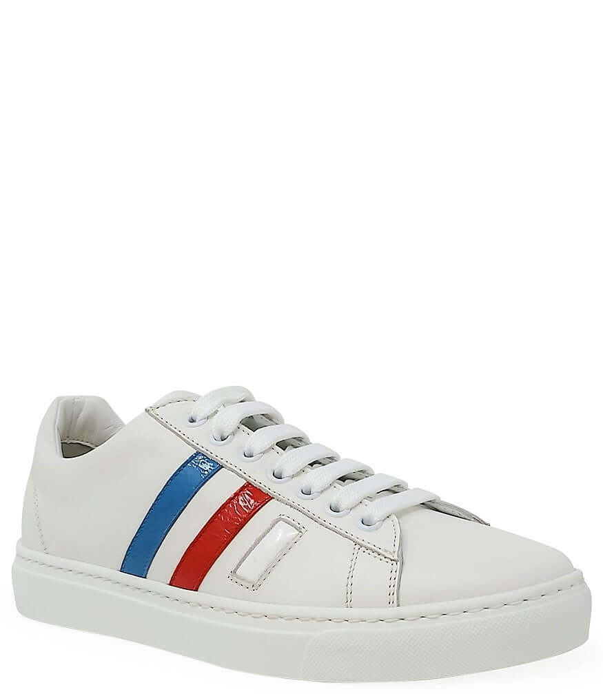 White Leather 3 Stripe Mens Sneaker