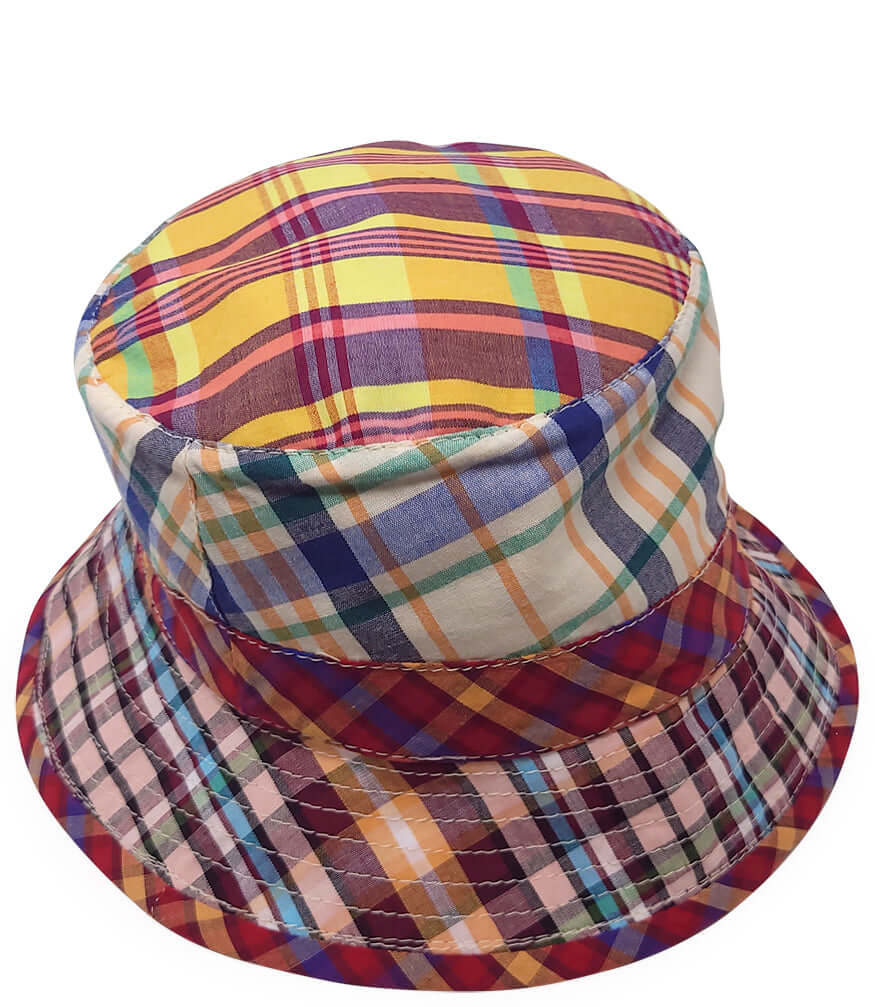 Multi Color Cotton Small Brim Plaid Hat