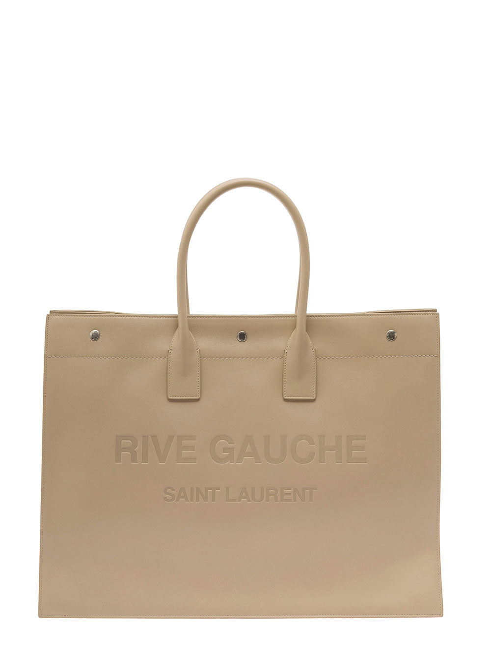 Saint Laurent Men Rive Gauche Large Tote Bag In Beige Leather Man
