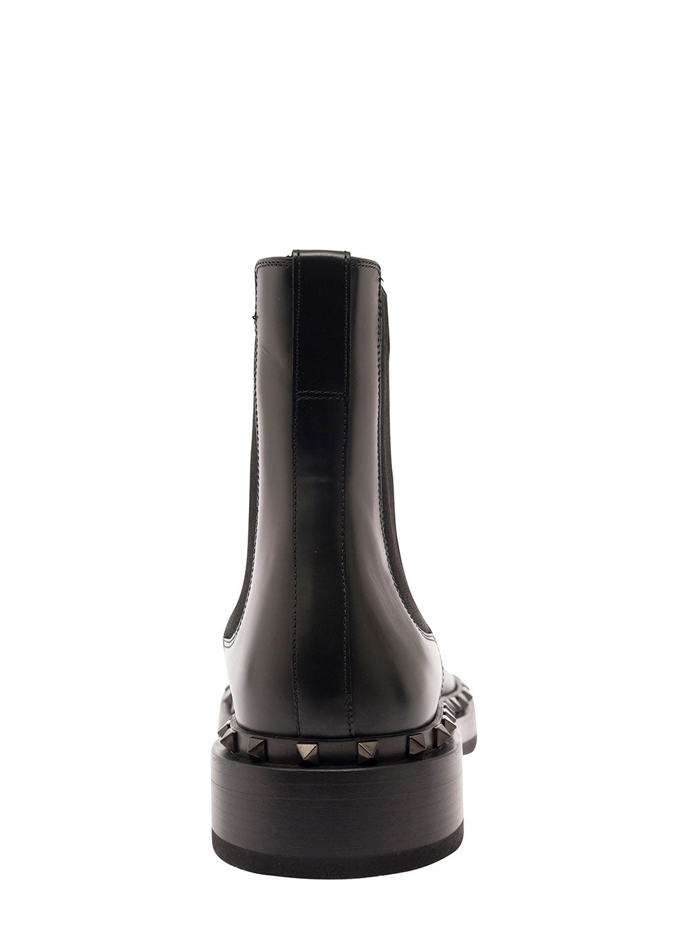 Valentino Garavani Men 'Rockstud M-Way' Black Ankle Boots With Studs Detailing In Smooth Leather Man