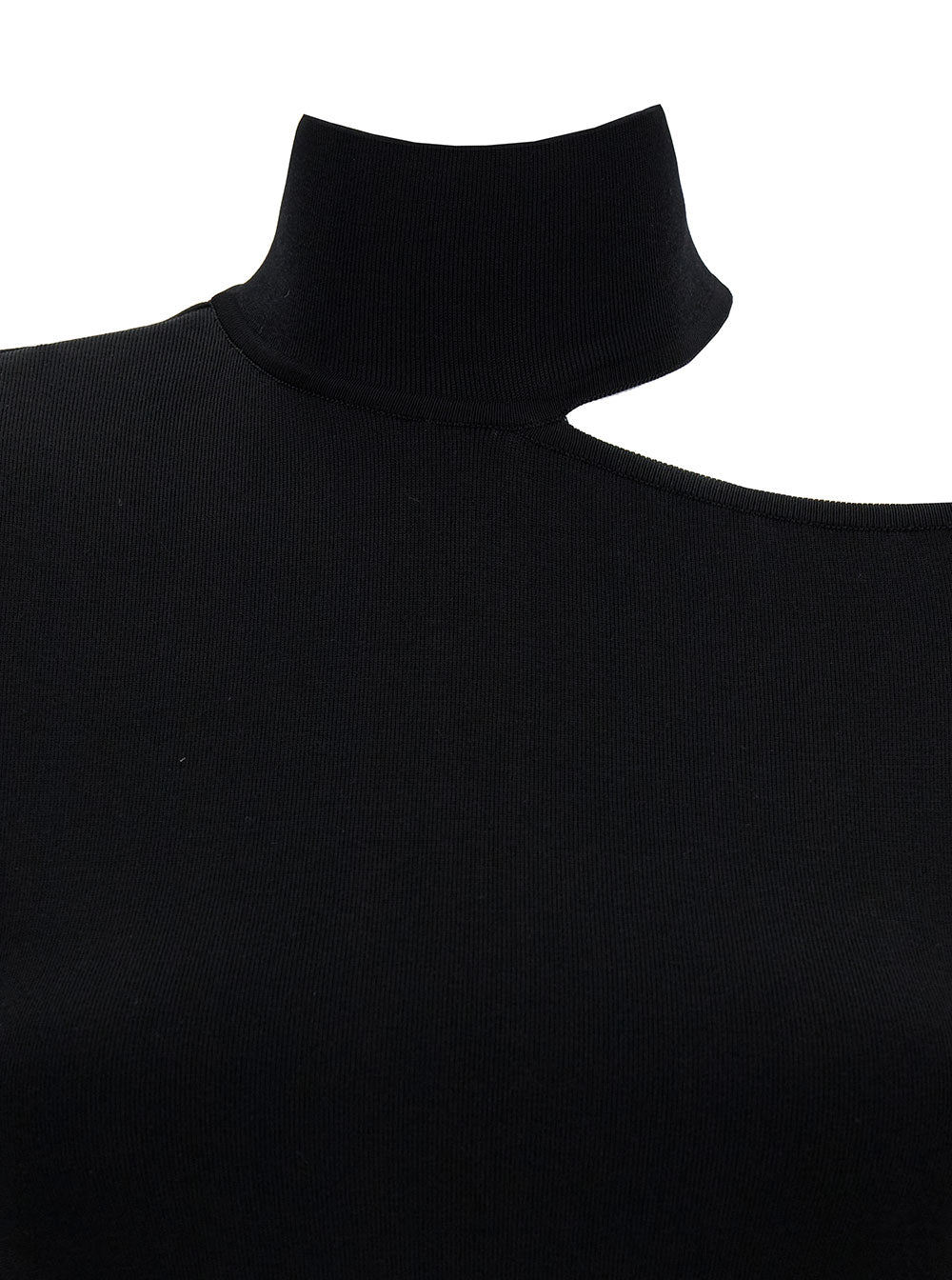 Ferragamo Women Midi Black Dress With Cut-Out And Long Sleeve In Viscose Blend Woman