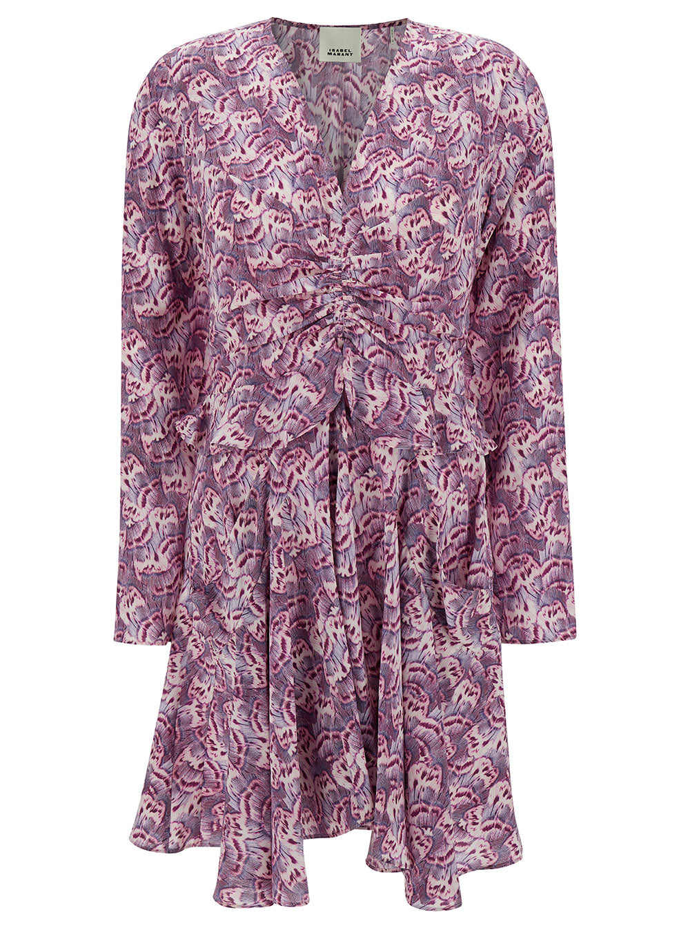 Isabel Marant Women Mini Violet Dress With All-Over Graphic Print In Stretch Silk Woman