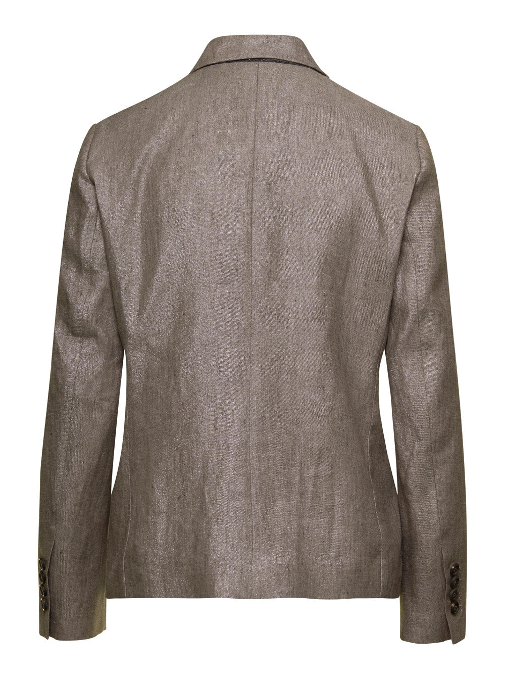 Brunello Cucinelli Women Metallic Double-Breasted Jacket With Peak Revers In Linen Blend Woman