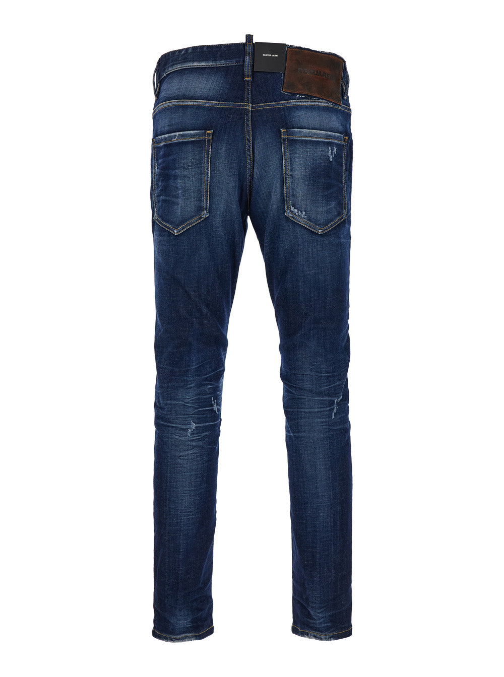 Dsquared2 Men 'Skater' Blue Fitted Jeans With Logo Patch In Stretch Cotton Denim Man