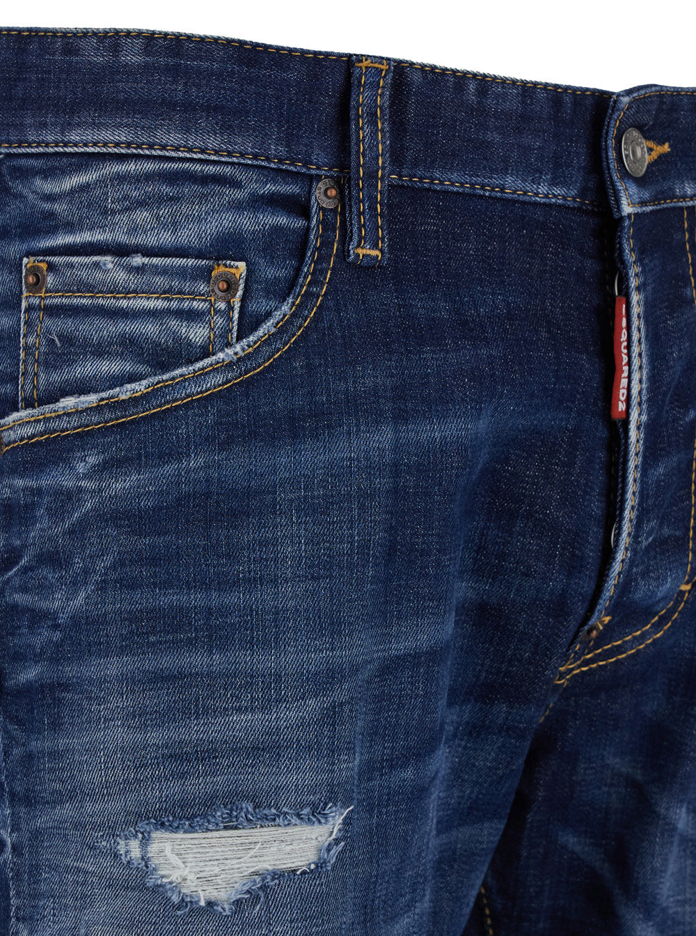 Dsquared2 Men 'Skater' Blue Fitted Jeans With Logo Patch In Stretch Cotton Denim Man