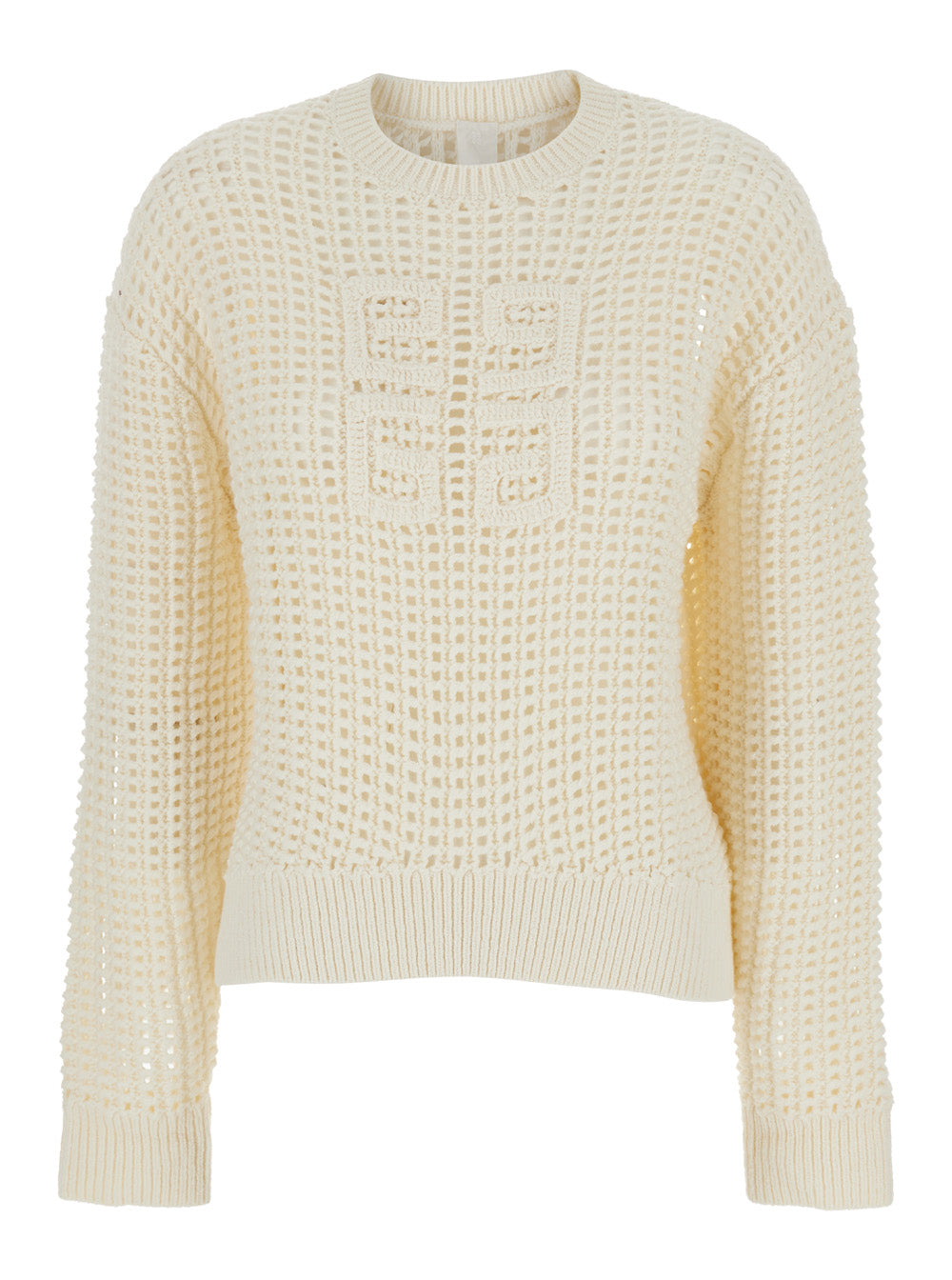 Givenchy Women White Sweater With 4G Detail In Openwork Knit Woman